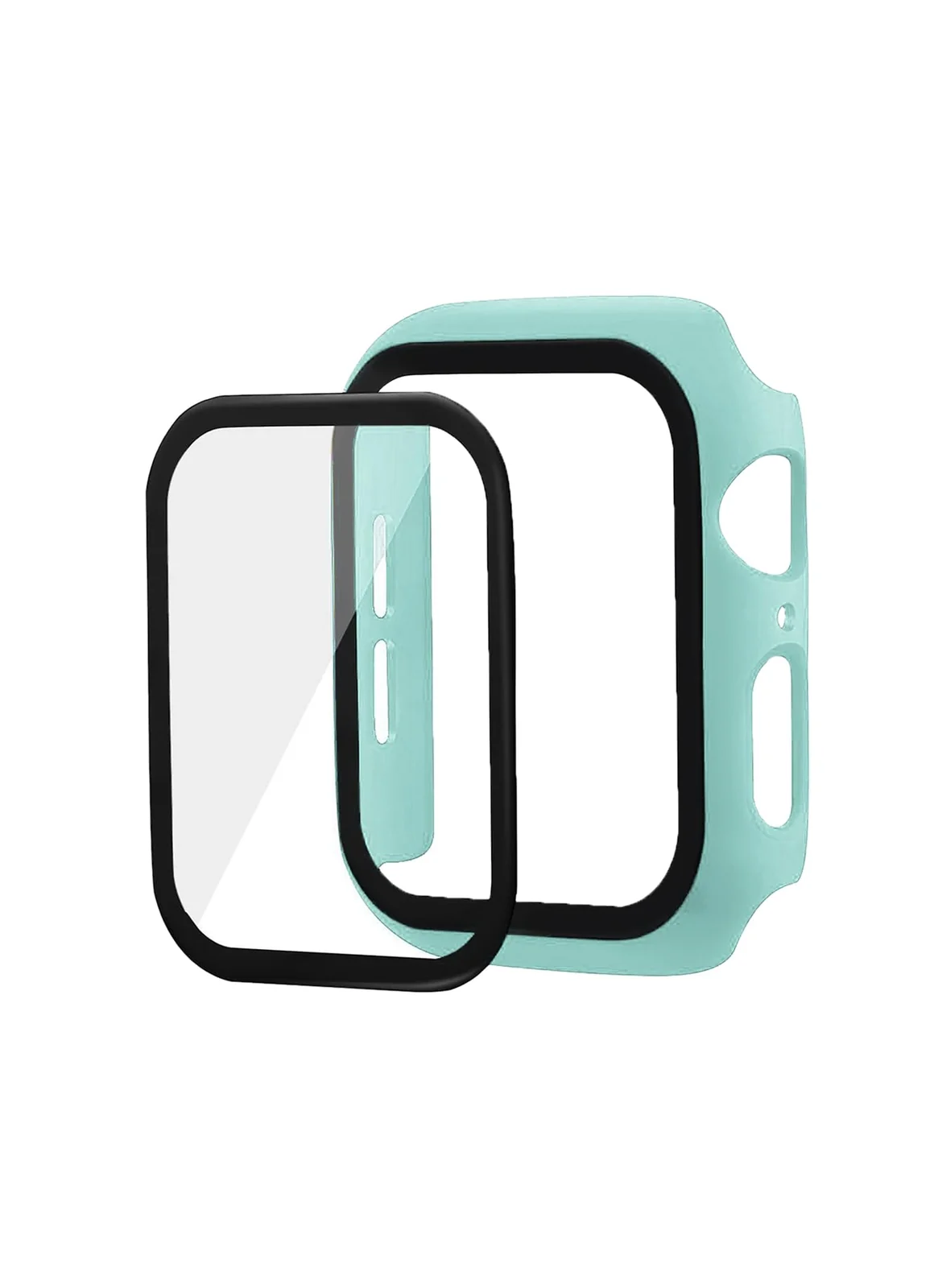 DL3 Mobilak Band with Case Compatible with Apple Watch 45mm, Adjustable Silicone Sport Wristband Replacement, Strap With Cover Built-in Glass Screen Protector for iWatch Series 9 8 7 - turquoise