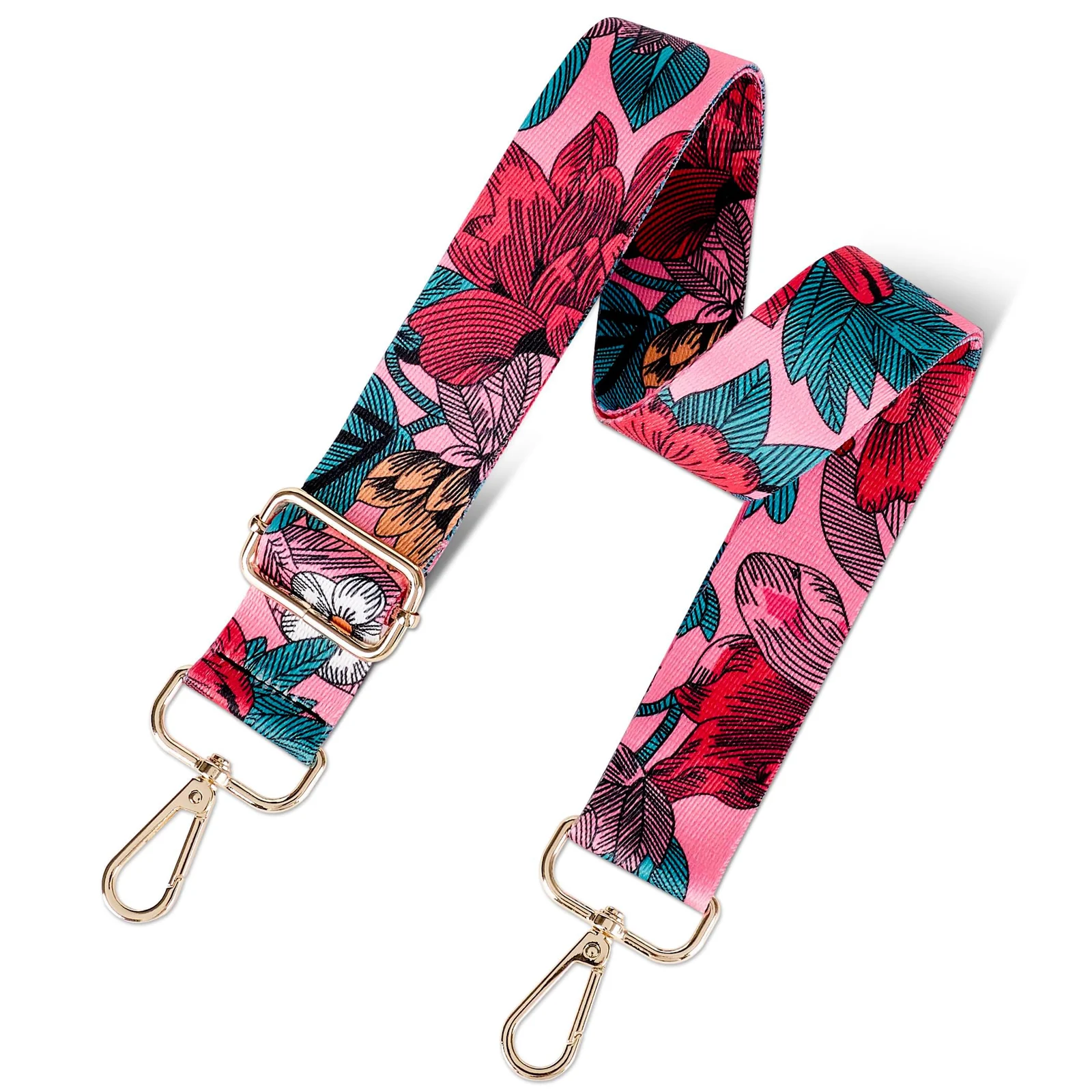 DL3 Mobilak Adjustable Wide Crossbody Bag Strap for Women, Replacement Shoulder Strap for Handbags, Totes & Purses with Elegant Embroidered Pattern and Metal Hooks - Oversized Floral