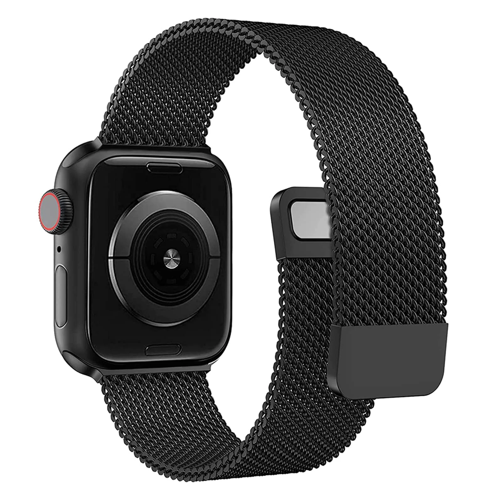 DL3 Mobilak Stainless Steel Magnetic Strap For Apple Watch Band 49mm 45mm 44mm 42mm 41mm 40mm 38mm, Milanese Loop Metal Wristband for iWatch Series 9 8 7 SE 6 5 4 (42mm/44mm/45mm/49mm, ) - Black