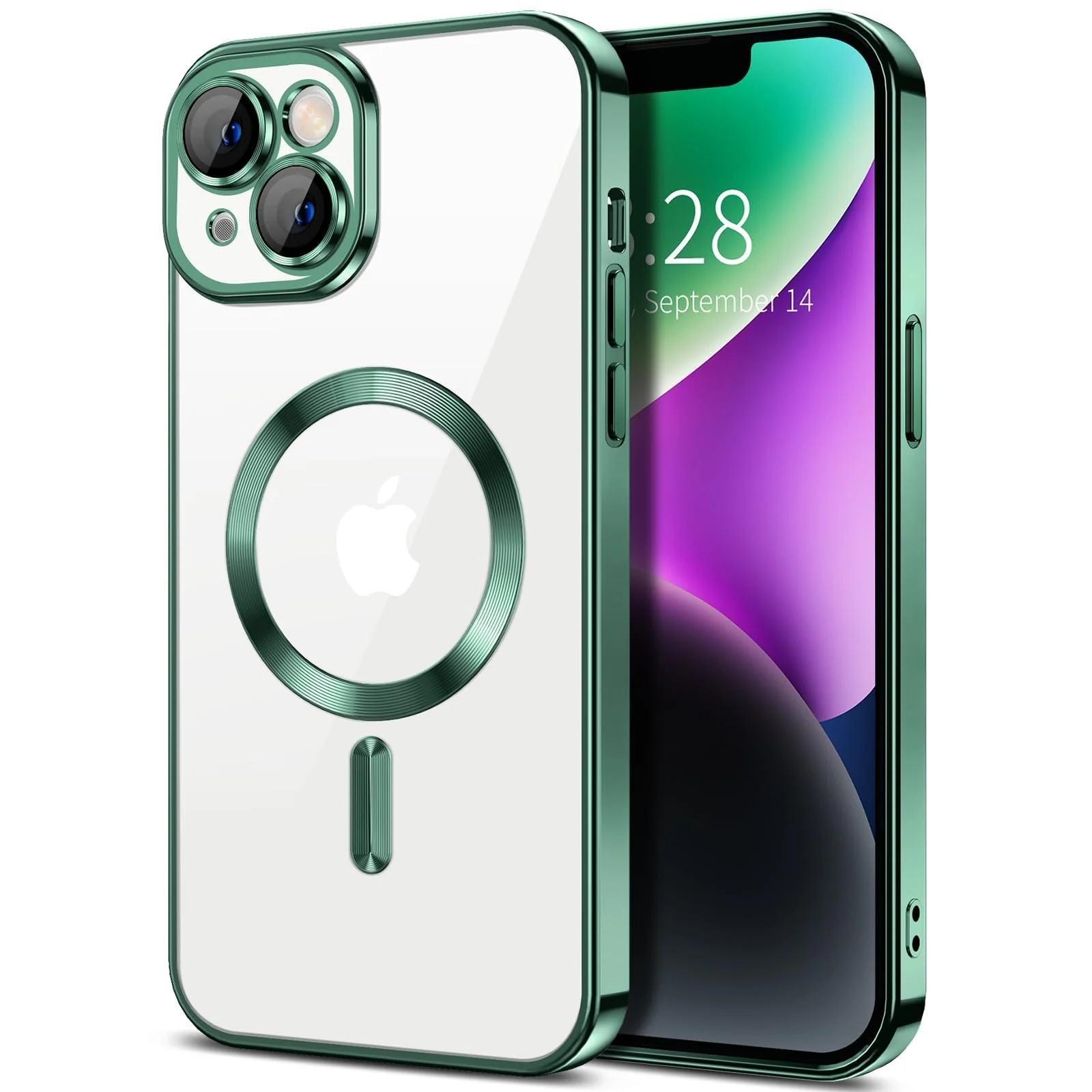 DL3 Mobilak Clear MagSafe-Compatible Magnetic Case for iPhone 13 (6.1 Inch) with Camera Protection - Green