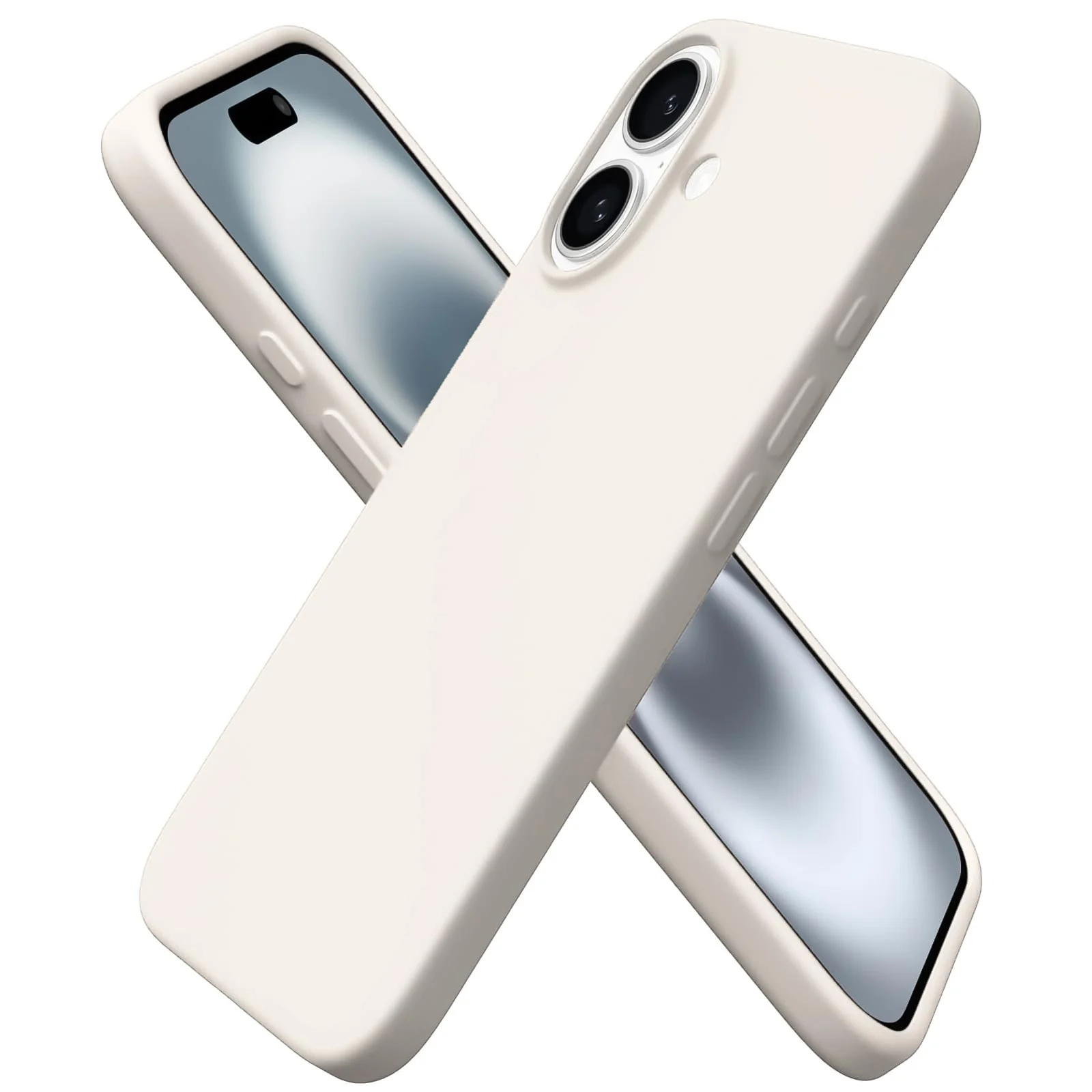 DL3 Mobilak Liquid Silicone Protective Case with Soft Microfiber Lining for iPhone 16 - Cream