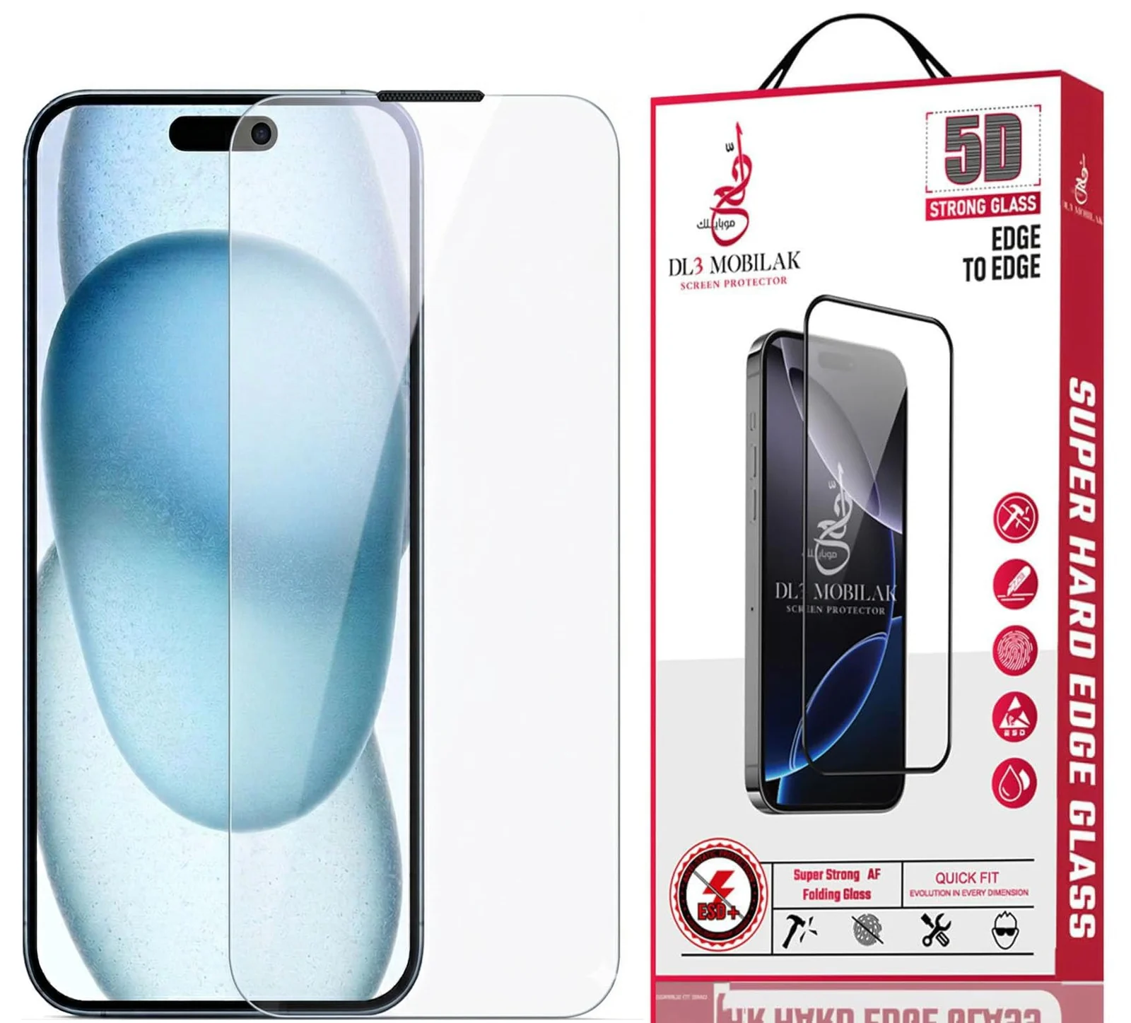 DL3 Mobilak for iPhone 15 Plus 6.7 Tempered Glass Screen Protector, 9H Hardness Anti-Scratch Tempered Glass flim, Case Friendly, Anti-Scratch - Clear