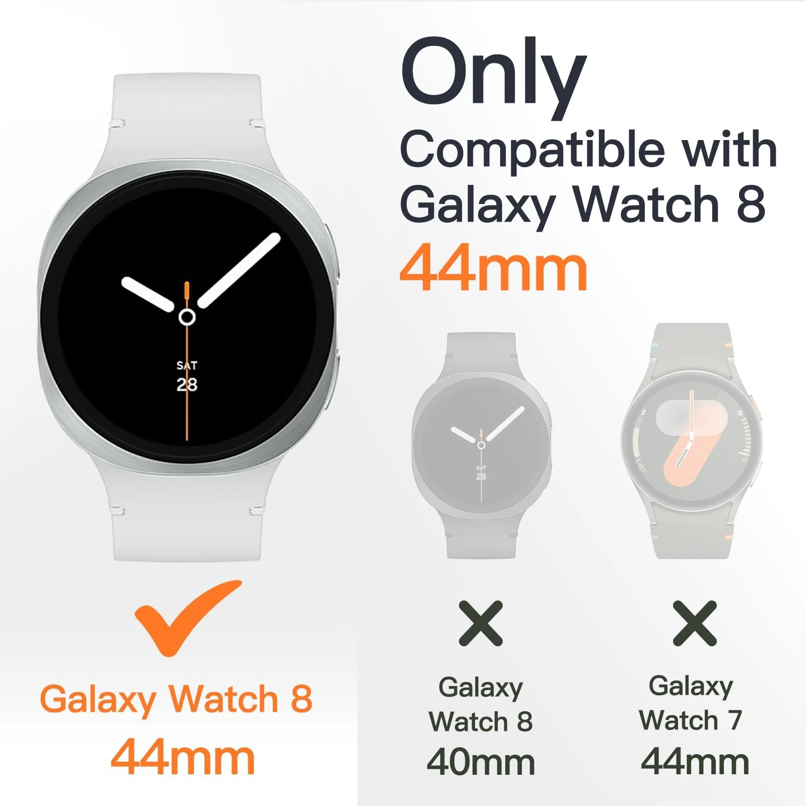 DL3 Mobilak Case Compatible with Samsung Galaxy Watch 8 44mm Case All-Around with Built-in Screen Protector Watch Soft TPU Shockproof Cover Slim Guard Thin Bumper Shell Protector - Silver