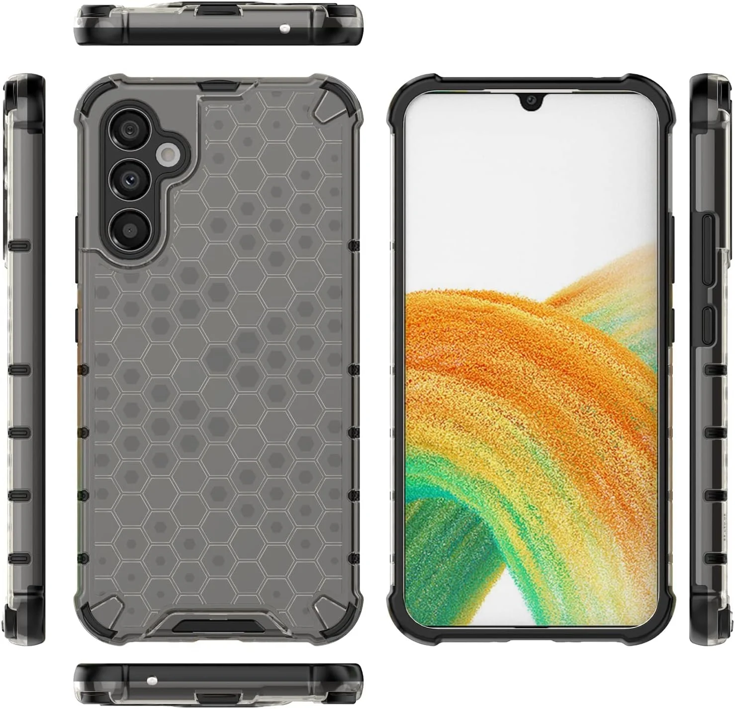 DL3 Mobilak Case For Samsung Galaxy A54 5G, [Honeycomb Design] Drop Protection, Ultra Thin TPU + PC Transparent Silicone Protective Case, Shockproof Cover - Black