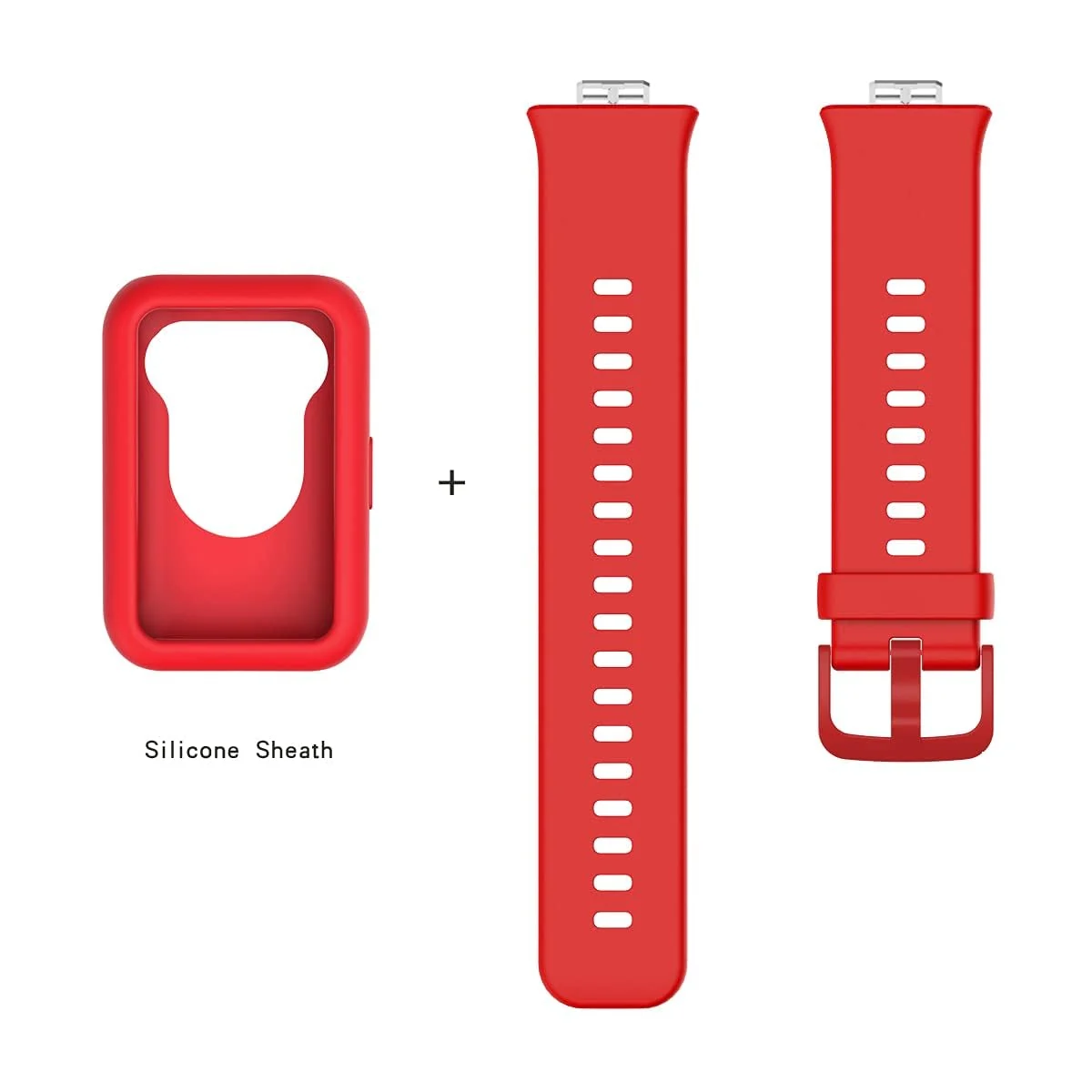 DL3 MOBILAK Replacement Bands and Case for Huawei Watch Fit, Silicone Quick Release Soft Rubber Watch Band for Women Men - Red