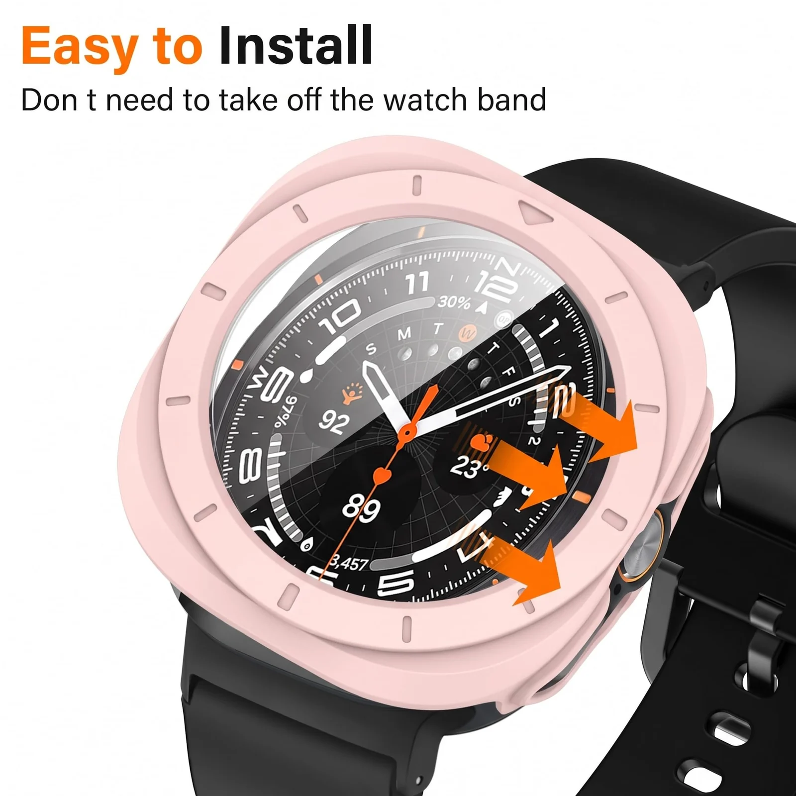 DL3 MOBILAK Full-Coverage Watch Case with Tempered Glass for Samsung Galaxy Watch Ultra 2025 / Galaxy Watch 7 Ultra 2024 47 mm, Pink