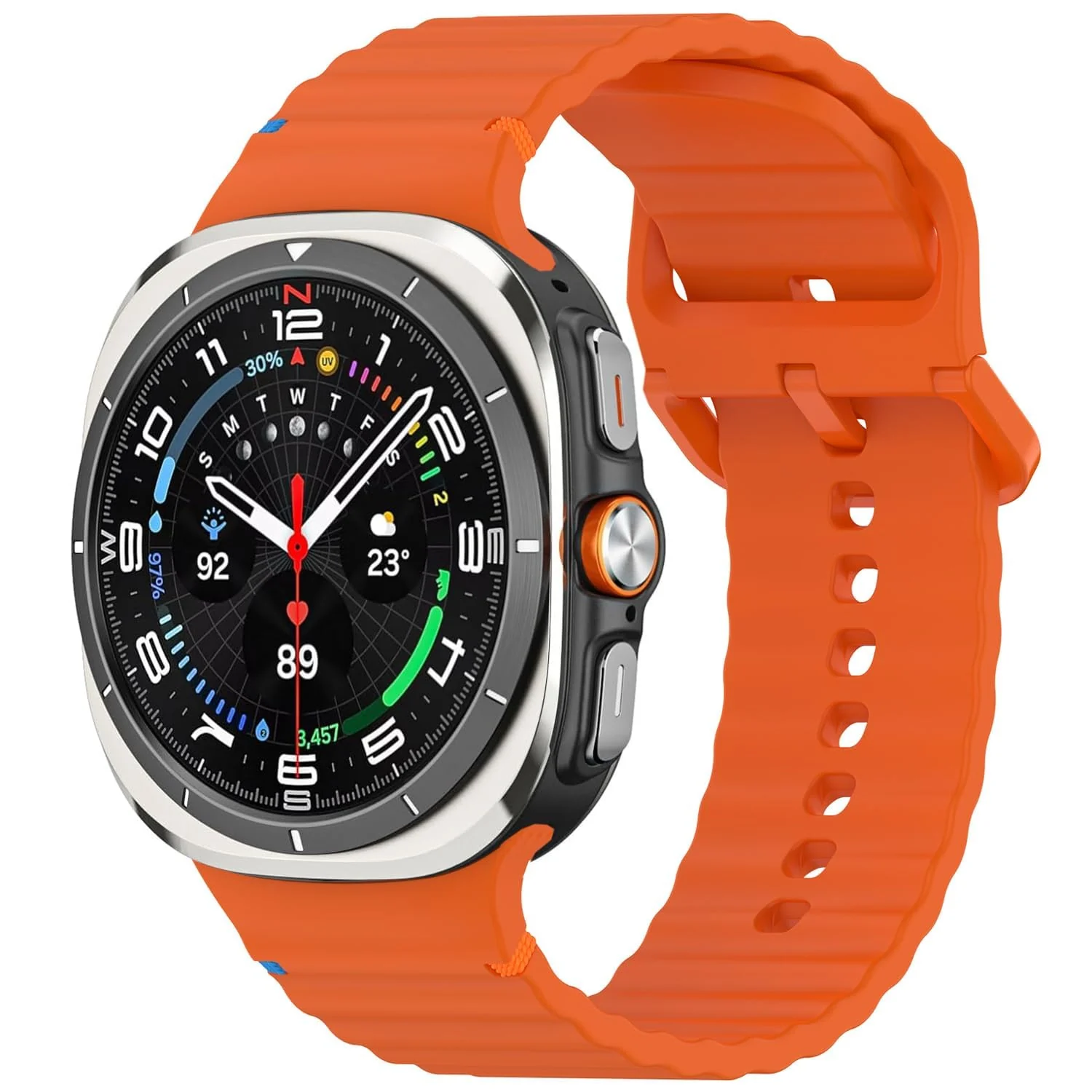 DL3 Mobilak Sport Strap for Samsung Galaxy Watch 8 Straps 40mm 44mm/8 Classic Bands 46mm Men Women, One Click No Gap Waterproof Soft Silicone Sport Band for Samsung Watch 8/8 Classic Strap - Orange