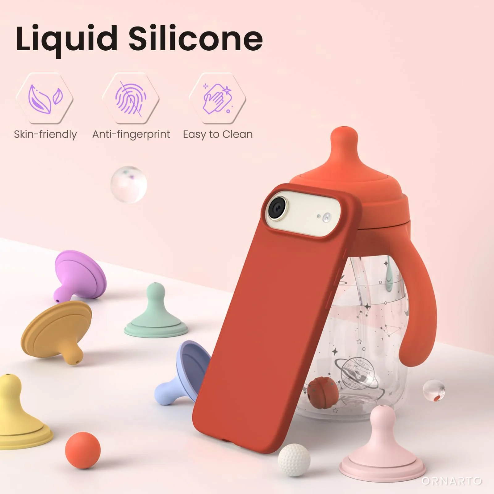 DL3 Mobilak Liquid Silicone Case for iPhone 17 Air 6.5-Inch, Supports wireless charging, Shock-absorbing protection, Scratch-resistant surface - Orange