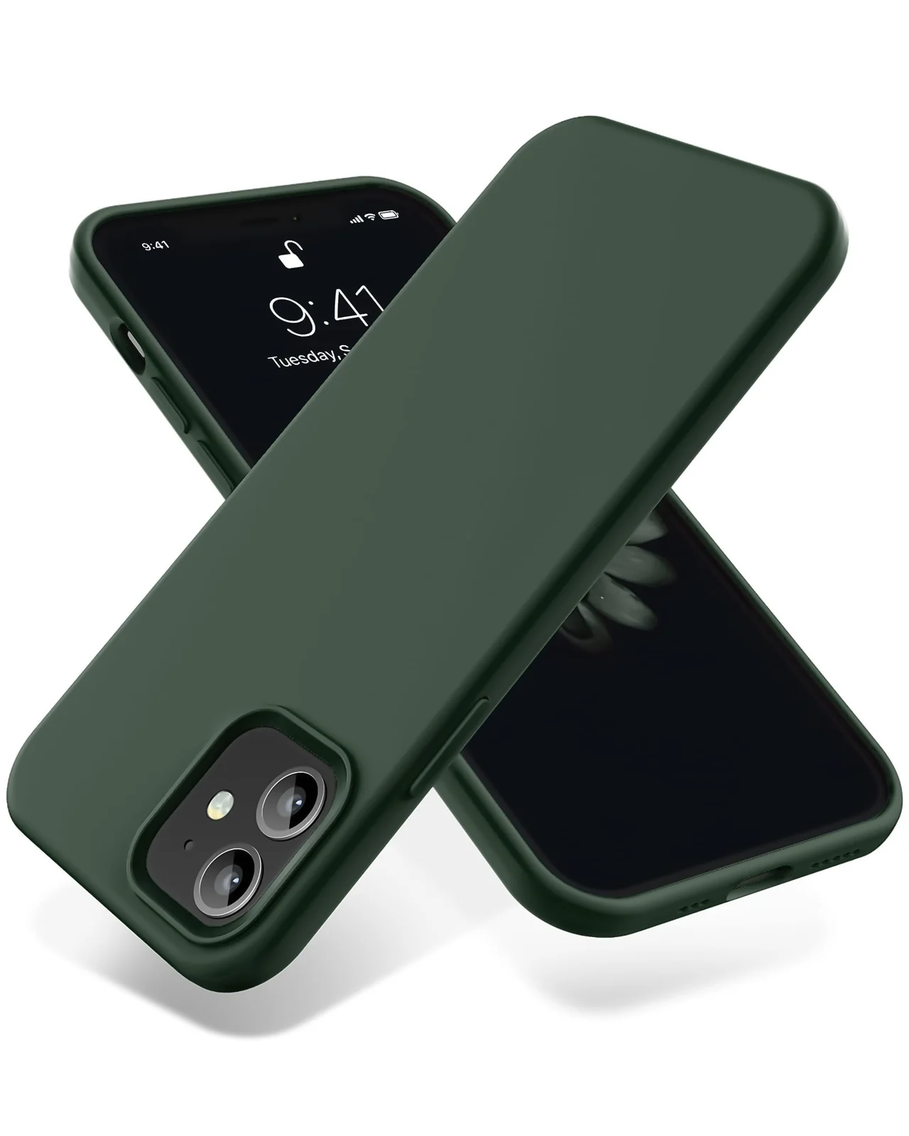 DL3 Mobilak Liquid Silicone Protective Case with Soft Microfiber Lining for iPhone 11 (6.1 Inch) - Army Green