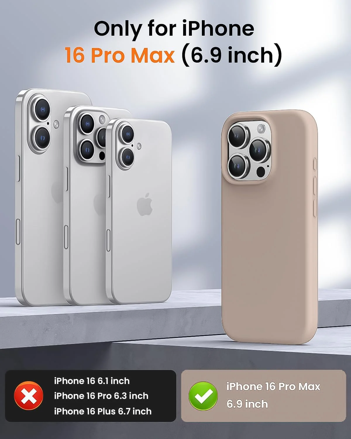 DL3 Mobilak Liquid Silicone Case for iPhone 16 Pro Max 6.9-inch, Supports wireless charging, Shock-absorbing protection, Scratch-resistant surface - Pastel Pink