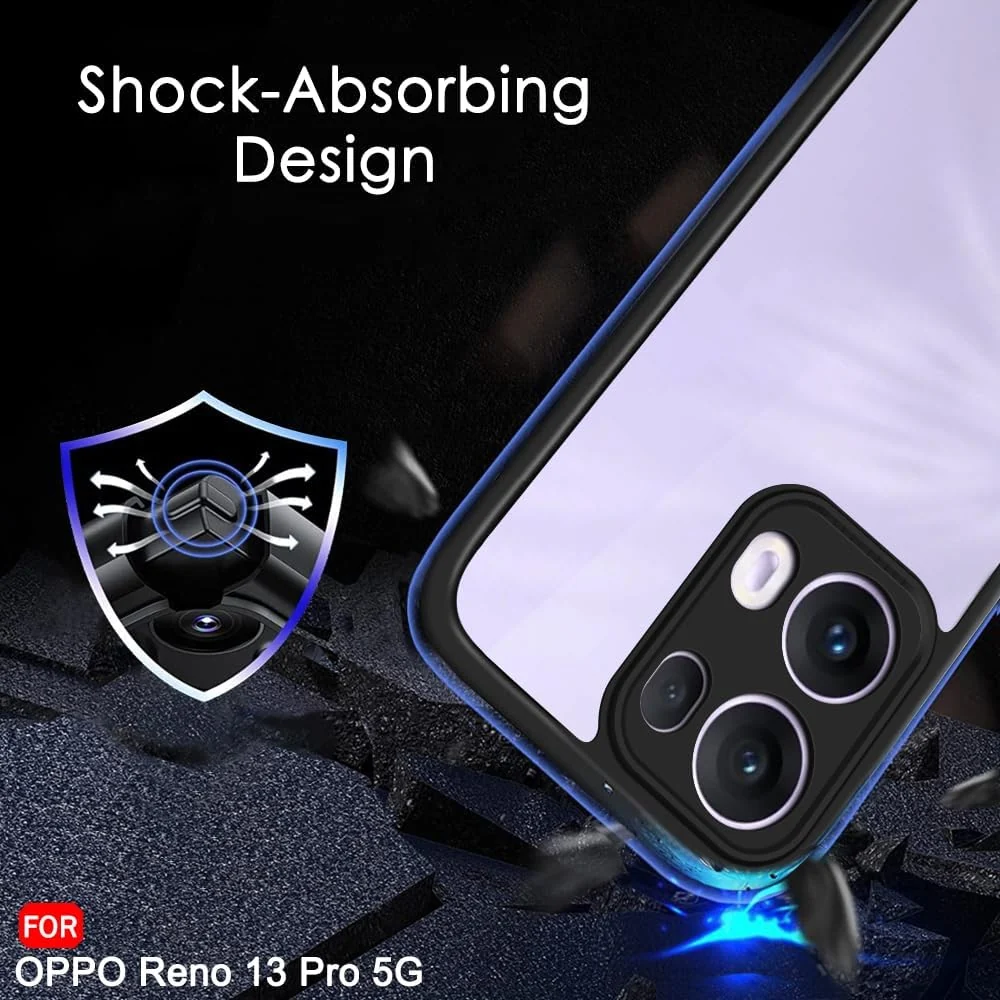 DL3 Mobilak Clear Protective Case for OPPO Reno 13 Pro 5G / OPPO Reno13 Pro 5G - Black