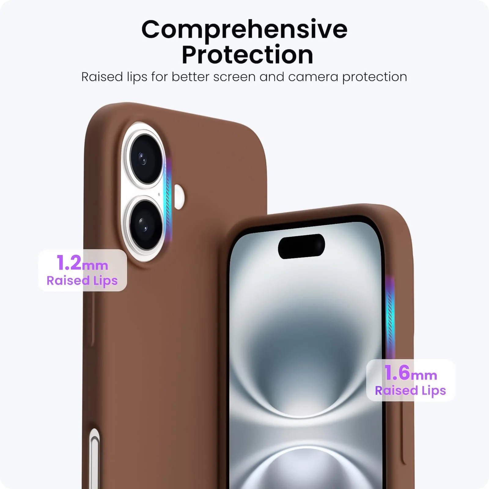 DL3 Mobilak Liquid Silicone Protective Case with Soft Microfiber Lining for iPhone 16 - Brown