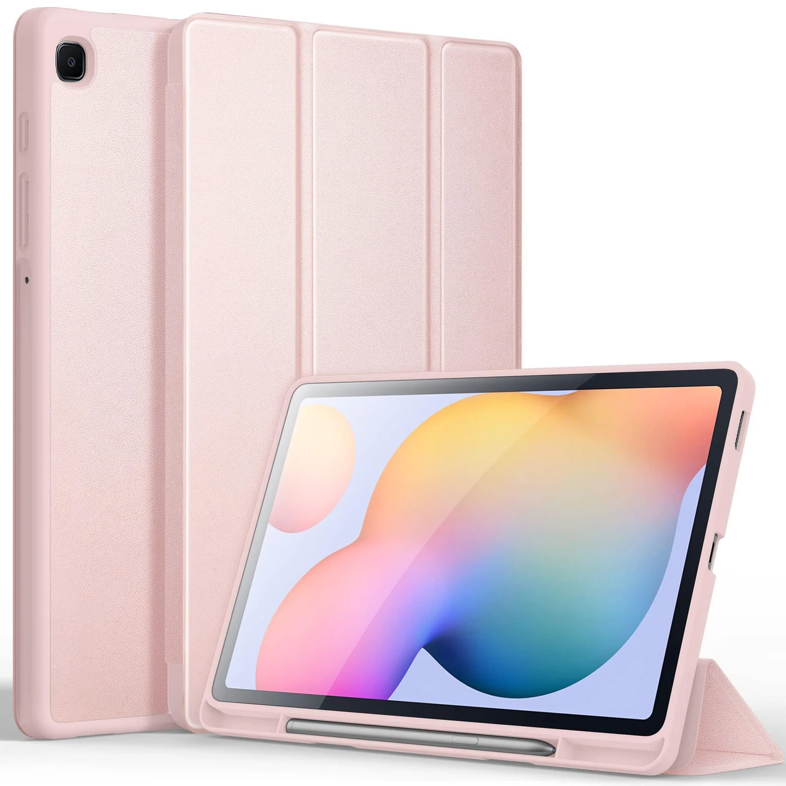 DL3 Mobilak Smart Case For Samsung Galaxy Tab S6 Lite 10.4 inch 2022 (SM-P613/P619) & 2020 (SM-P610/P615) with Pencil Holder, Soft TPU Smart Stand Back Cover Auto Wake/Sleep - Rose Gold