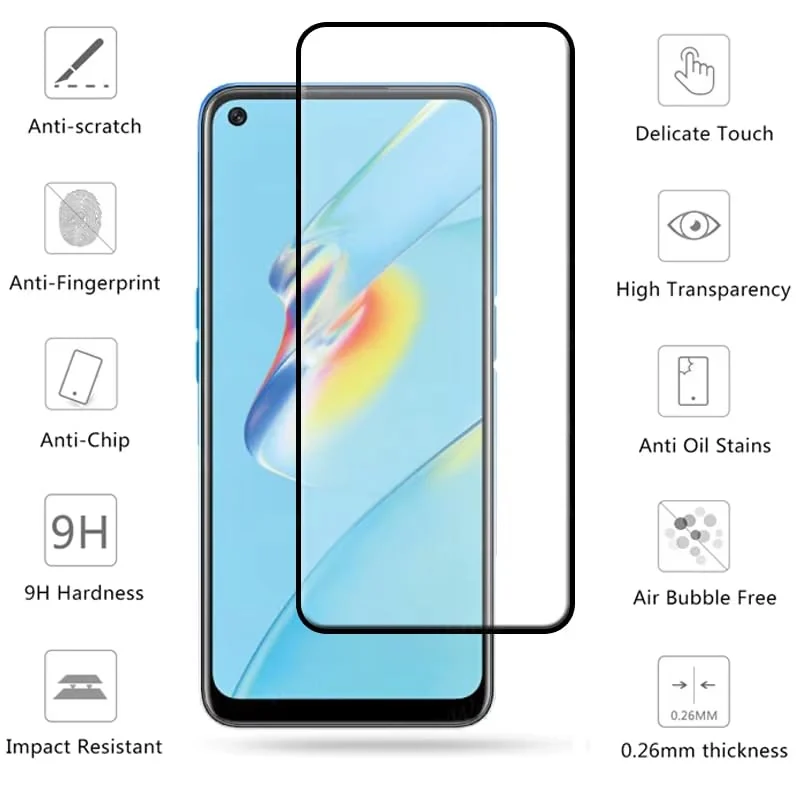 DL3 Mobilak for OPPO A55 4G Tempered Glass Screen Protector, 9H Hardness Anti-Scratch Tempered Glass flim, Case Friendly, Anti-Scratch - Clear