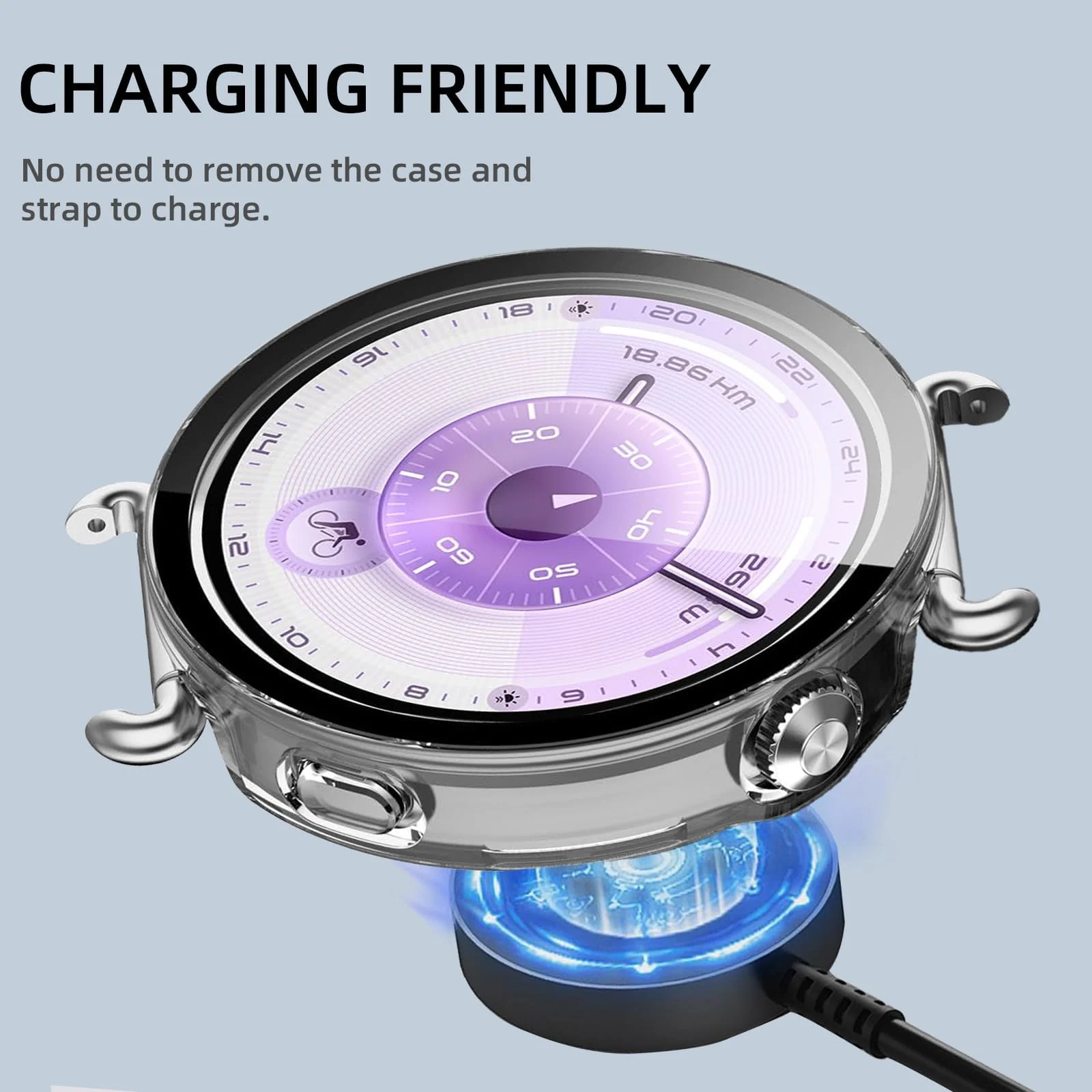 DL3 MOBILAK Full-Coverage Watch Case with Tempered Glass for Huawei Watch GT 6 41 mm, Clear