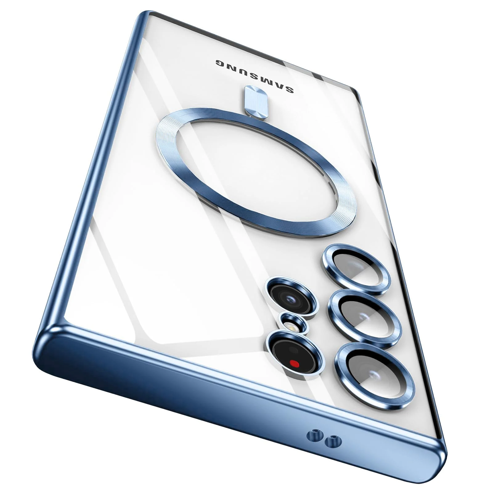 DL3 MOBILAK For Samsung Galaxy S24 Ultra Magnetic Case, Compatible with MagSafe, Built-in Camera Lens Protector, Luxury Plating Soft TPU Clear Shockproof Slim Cover 6.8 inch - Sierra Blue