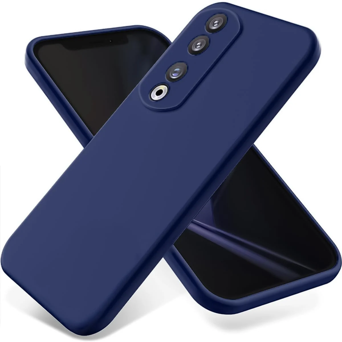 DL3 Mobilak Soft Silicone Protective Case for Honor 90 with Microfiber Lining and Shockproof Design - Blue 1
