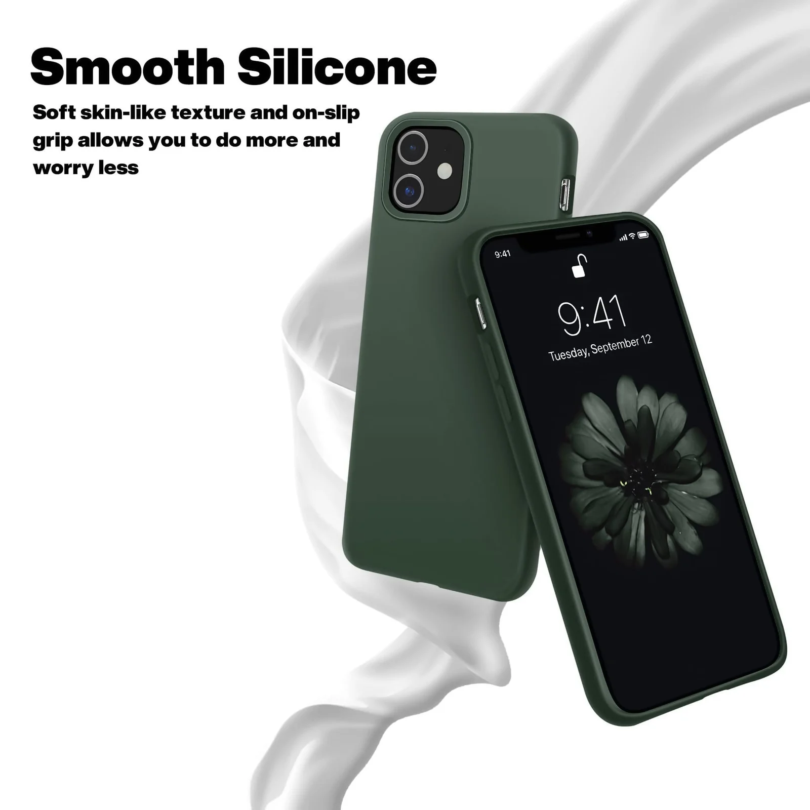 DL3 Mobilak Liquid Silicone Protective Case with Soft Microfiber Lining for iPhone 11 (6.1 Inch) - Army Green