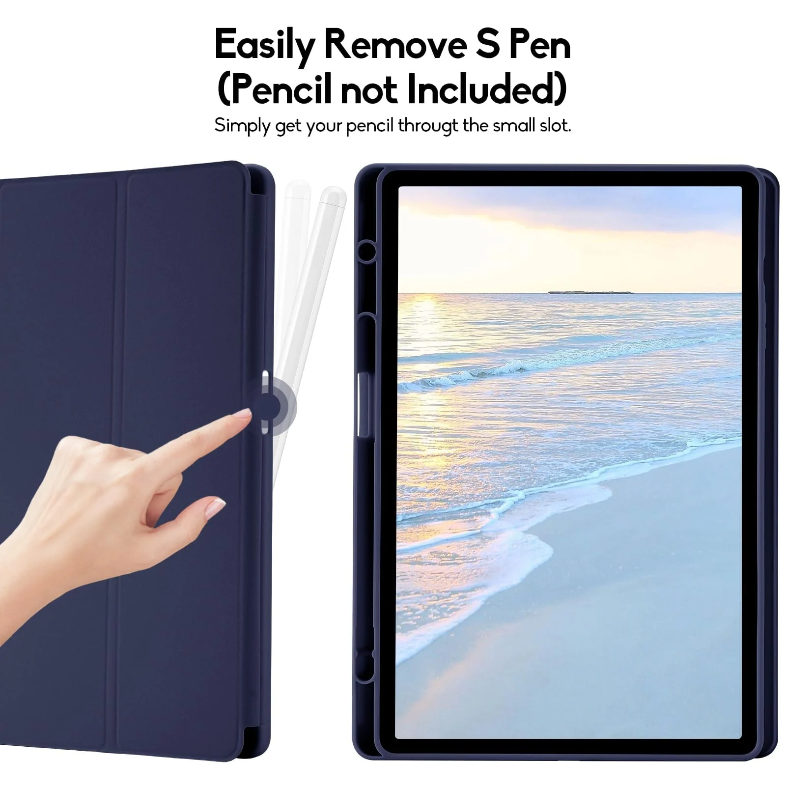 DL3 Mobilak Case for Samsung Galaxy Tab S9+ Plus/Galaxy Tab S9 FE+ Plus 12.4 Inch 2023 with S Pen Holder, Soft TPU Tri-Fold Stand Protective Tablet Cover, Auto Wake/Sleep - Blue