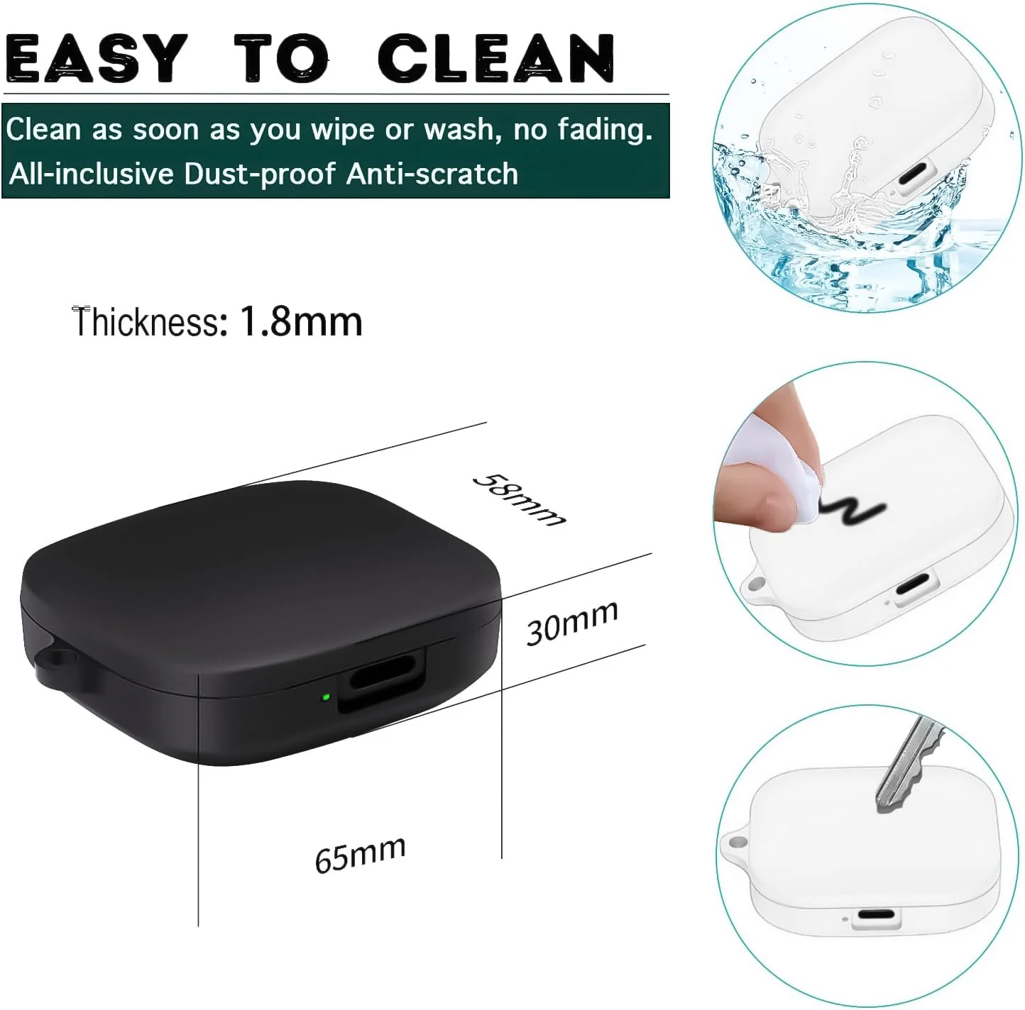 DL3 Mobilak Compatible with Xiaomi Redmi Buds 5 Case Cover, Soft Silicone Shockproof Protective Skin Case for Xiaomi Redmi Buds 5 Wireless Earbuds with Carabiner - White