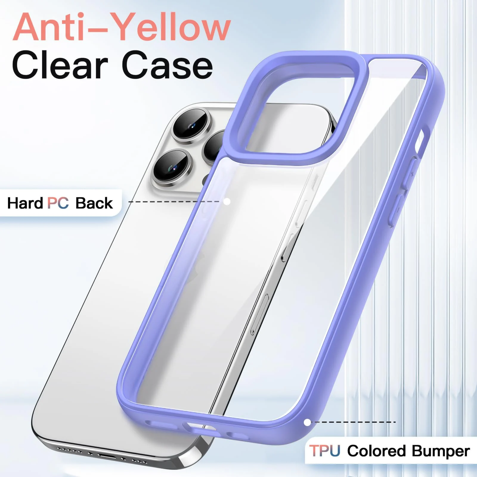 DL3 Mobilak Clear Protective Case for iPhone 16 Pro - Lavender Blue