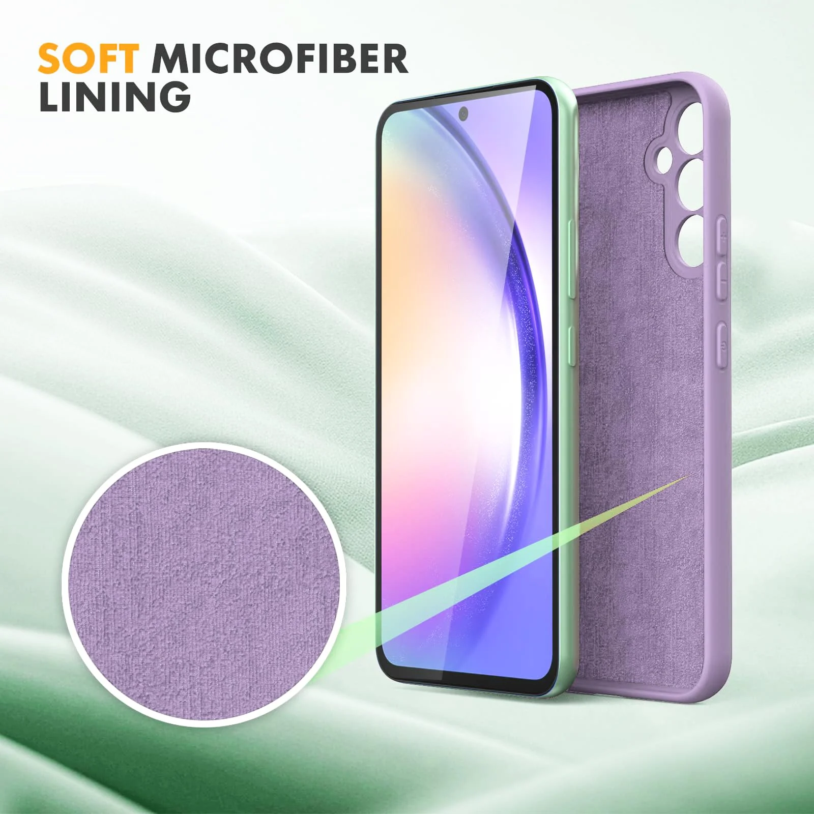DL3 Mobilak Silicone Protective Case for Samsung Galaxy A24 4G, Shock-absorbing protection, Scratch-resistant surface, Soft microfiber lining - Lavender