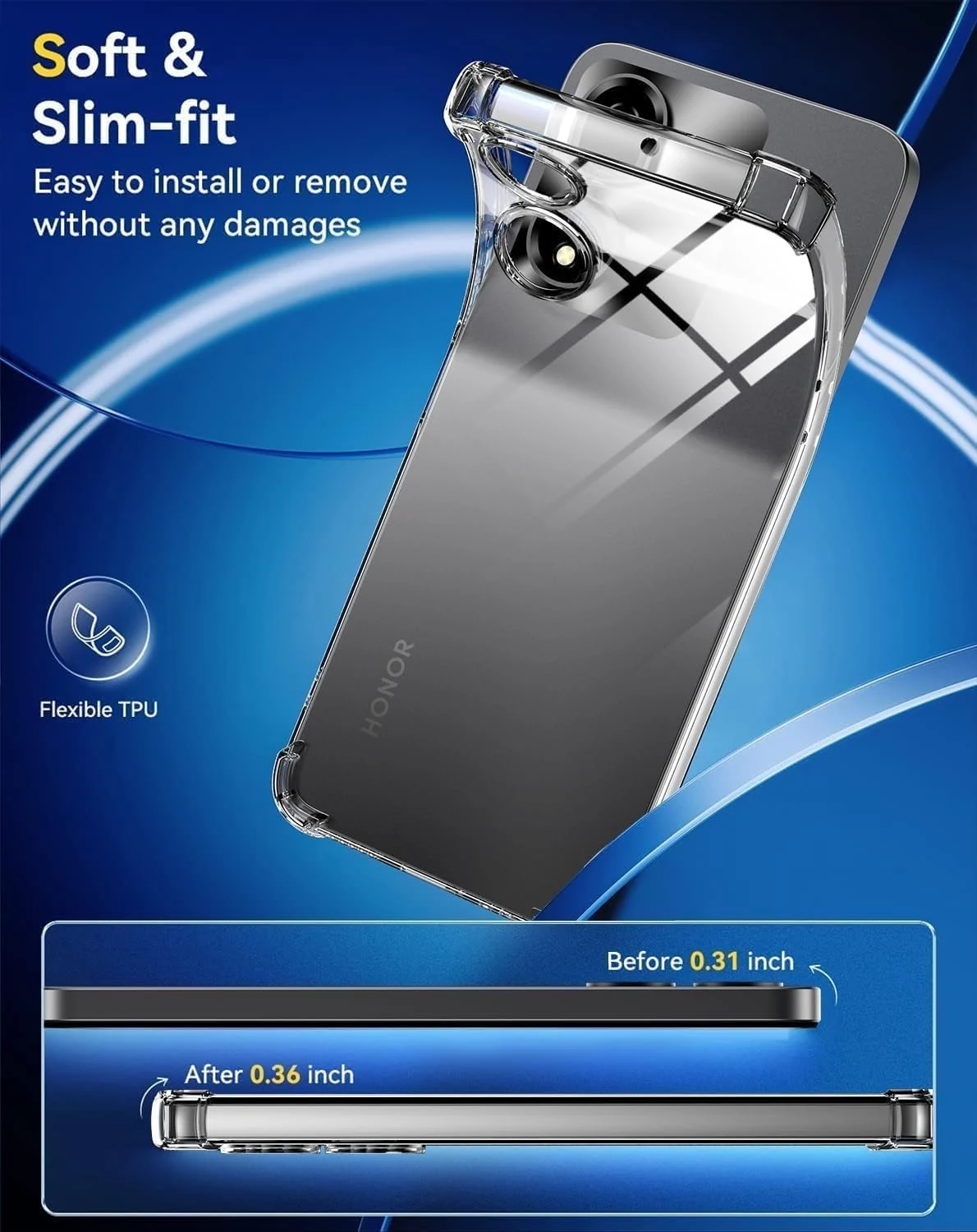 DL3 Mobilak Clear TPU Protective Case for Honor X5 Plus with Camera Protection and Shockproof Design - Clear