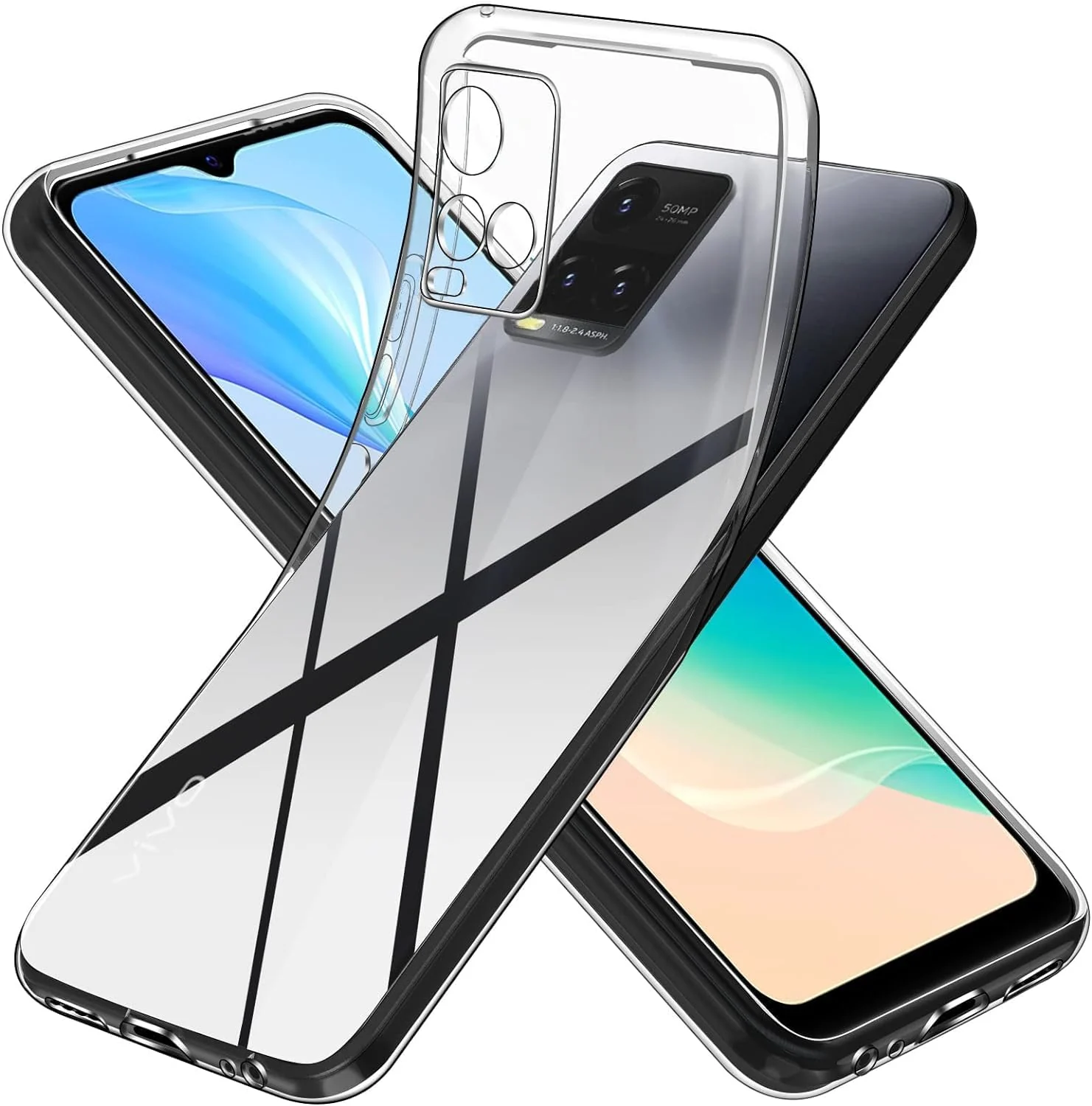 DL3 Mobilak Case Compatible with vivo Y33S 4G/vivo Y21s/vivo Y21 Case Crystal Soft TPU Gel Case Flexible Silicone Anti-Scratch Camera Protection TPU Cover - Clear