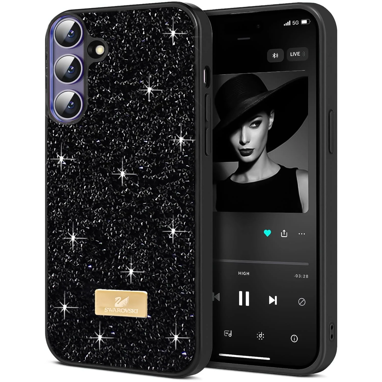 DL3 Mobilak Glitter Protective Case for Samsung Galaxy A37, Supports wireless charging, Shock-absorbing protection, Scratch-resistant surface