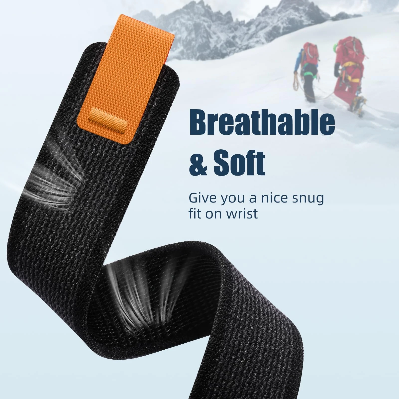 DL3 Mobilak Alpine Loop Nylon Strap Compatible with Apple Watch Band 38mm 40mm 41mm Men Women, Rugged Alpine Loop Nylon Sport Bands with Titanium C-Hook Stap for iWatch Series SE2 SE 9 8 7 6 5 4 3 2 1 - Trail Black