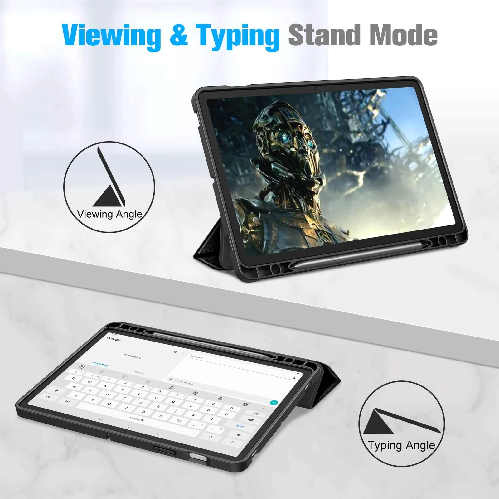 DL3 Mobilak Smart Case for Samsung Galaxy Tab S8 Plus 2022/S7 FE/S7 Plus 12.4 with Pencil Holder, Soft TPU Smart Stand Back Cover Auto Wake/Sleep Feature - Black