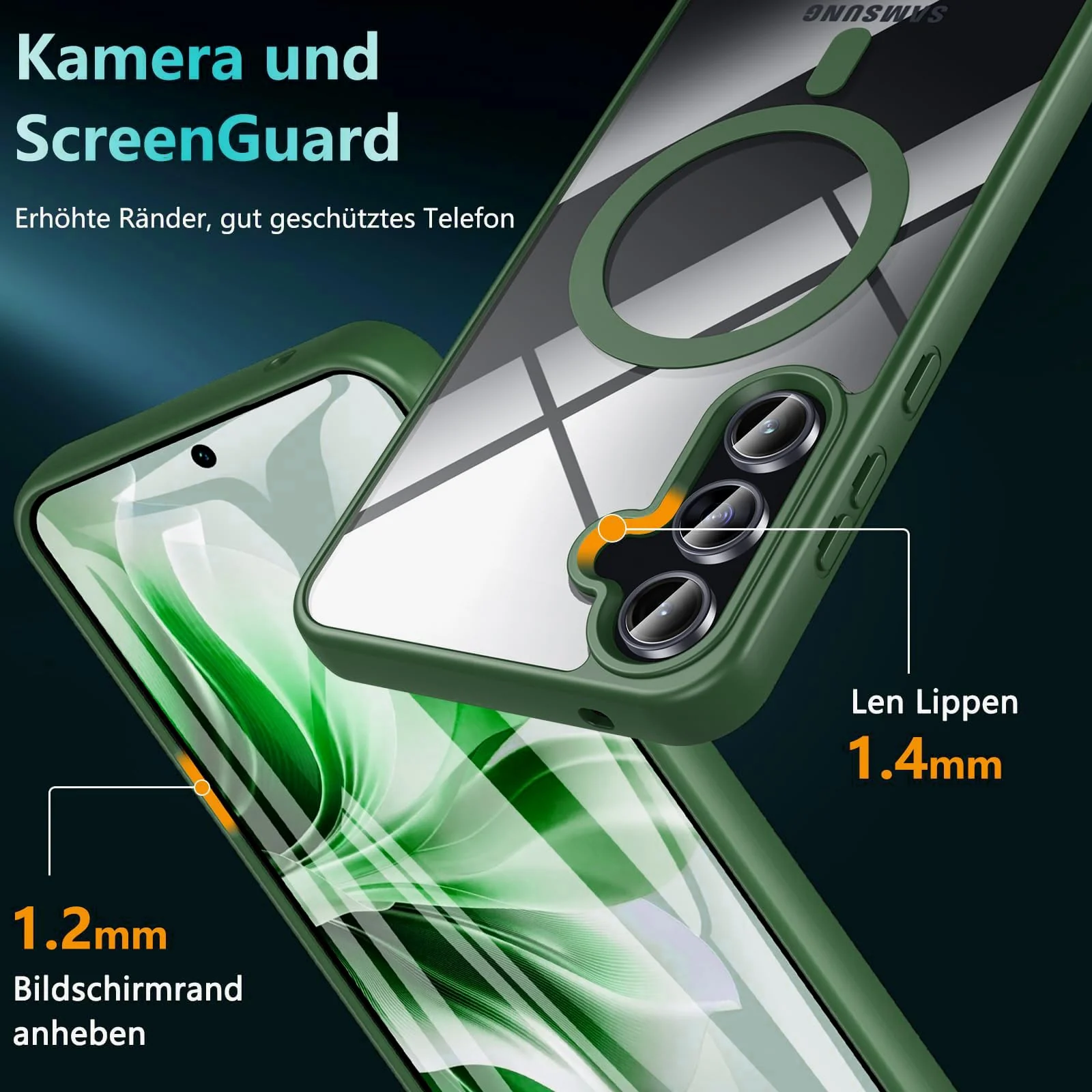 DL3 Mobilak Clear MagSafe-Compatible TPU Case for Samsung Galaxy S24 Fe - Green