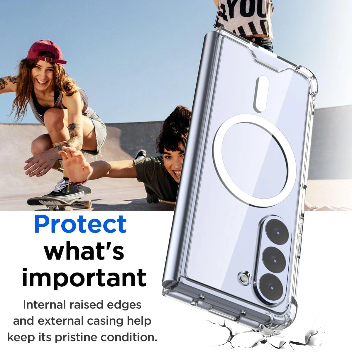 DL3 Mobilak for Samsung Galaxy Z Fold 5 Case, Compatible with MagSafe Shockproof Protection Yellowing Resistant Magnetic Phone Case for Galaxy Z Fold 5 5G (2023) - Clear