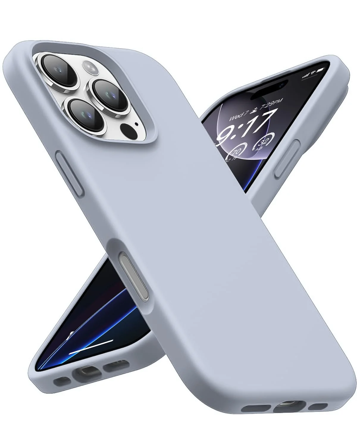 DL3 Mobilak Liquid Silicone Case for iPhone 16 Pro 6.3-inch, Supports wireless charging, Shock-absorbing protection, Scratch-resistant surface - Lavender Blue