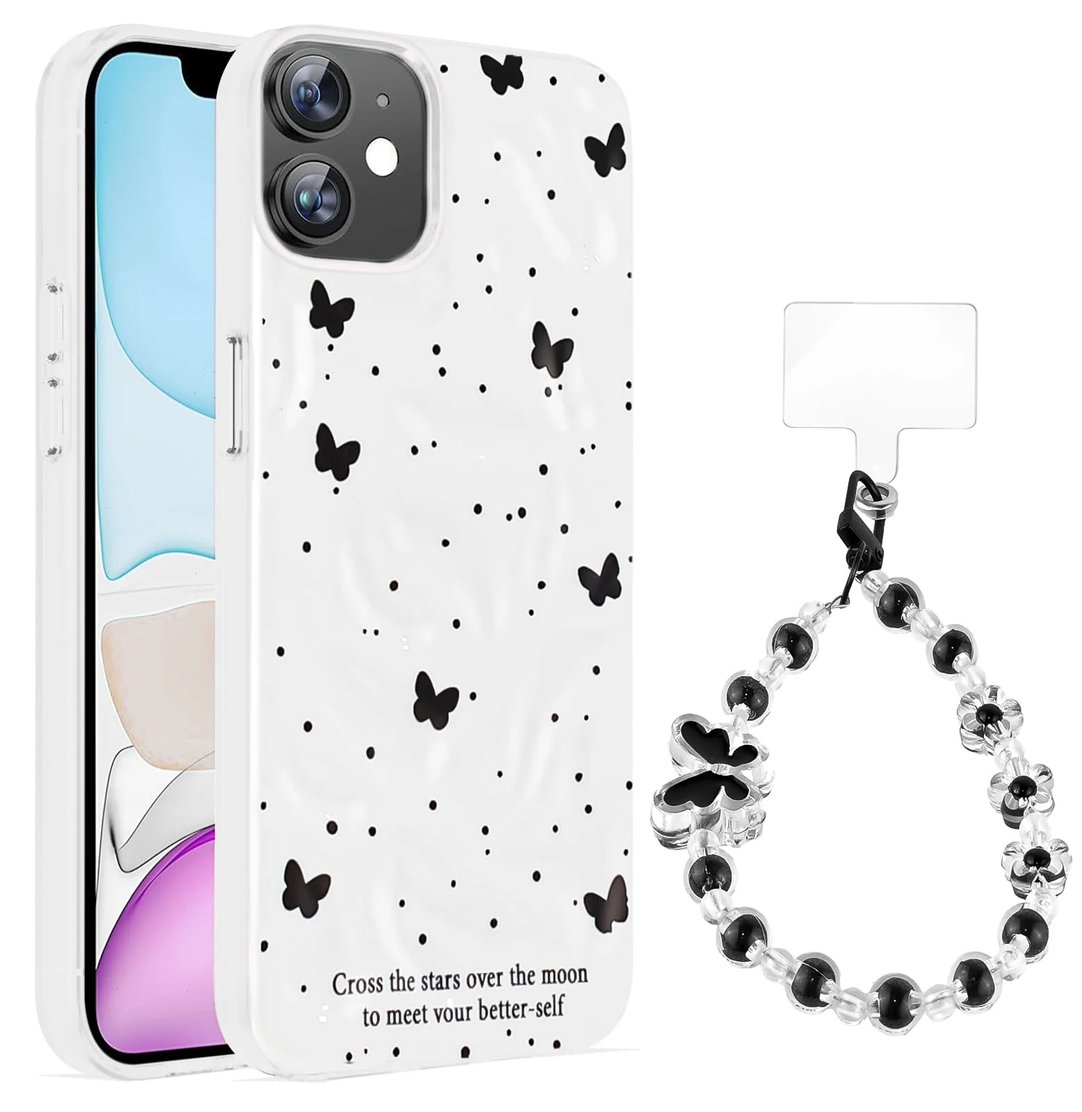 Dl3 Mobilak Case Compatible with iPhone 11, Cute Printed Soft TPU Phone Cover with Beaded Wrist Strap, Shockproof Camera Protection, Slim Protective Case for Women & Girls - Style 2