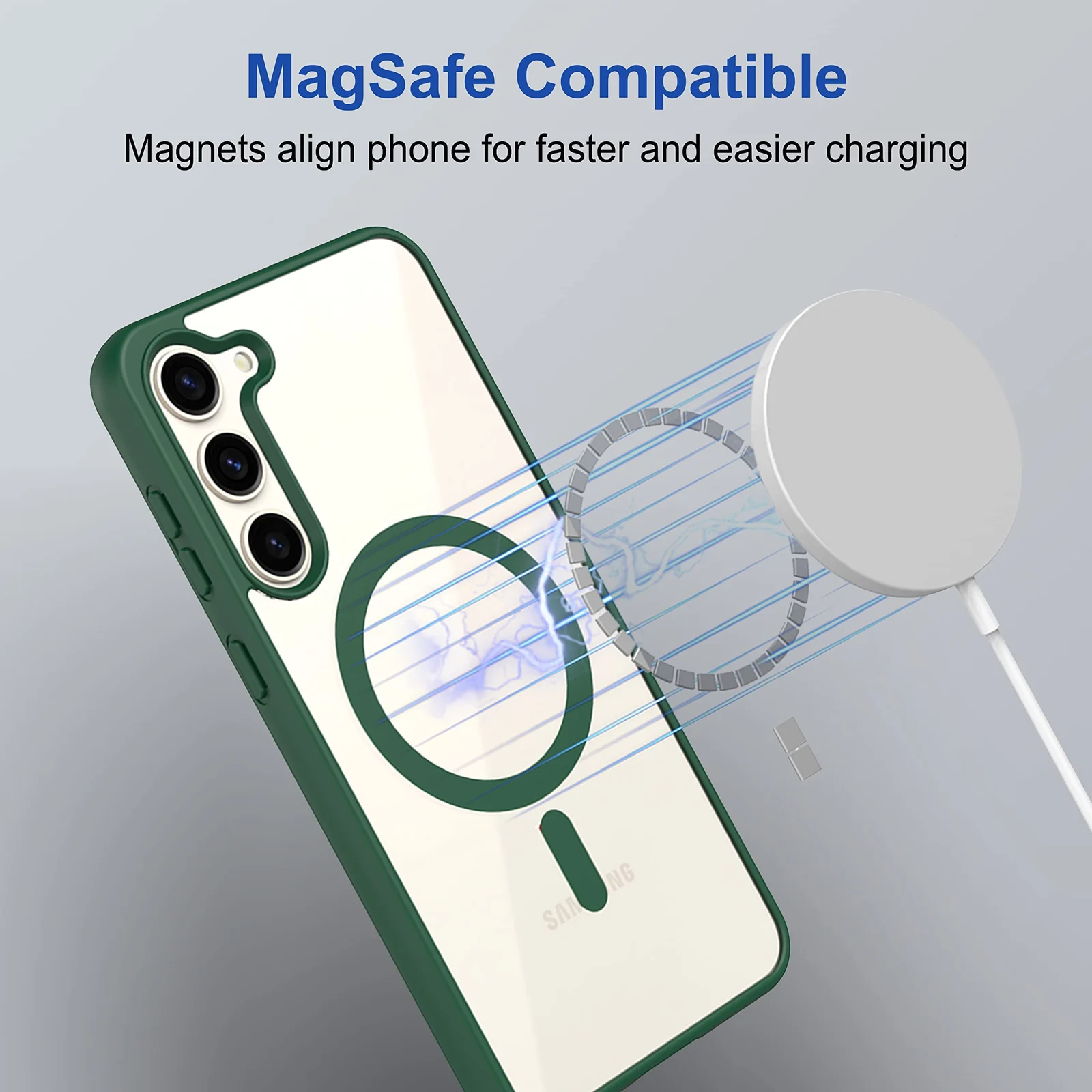 DL3 Mobilak MagSafe-Compatible Clear Magnetic Case for Samsung Galaxy S23 - Green