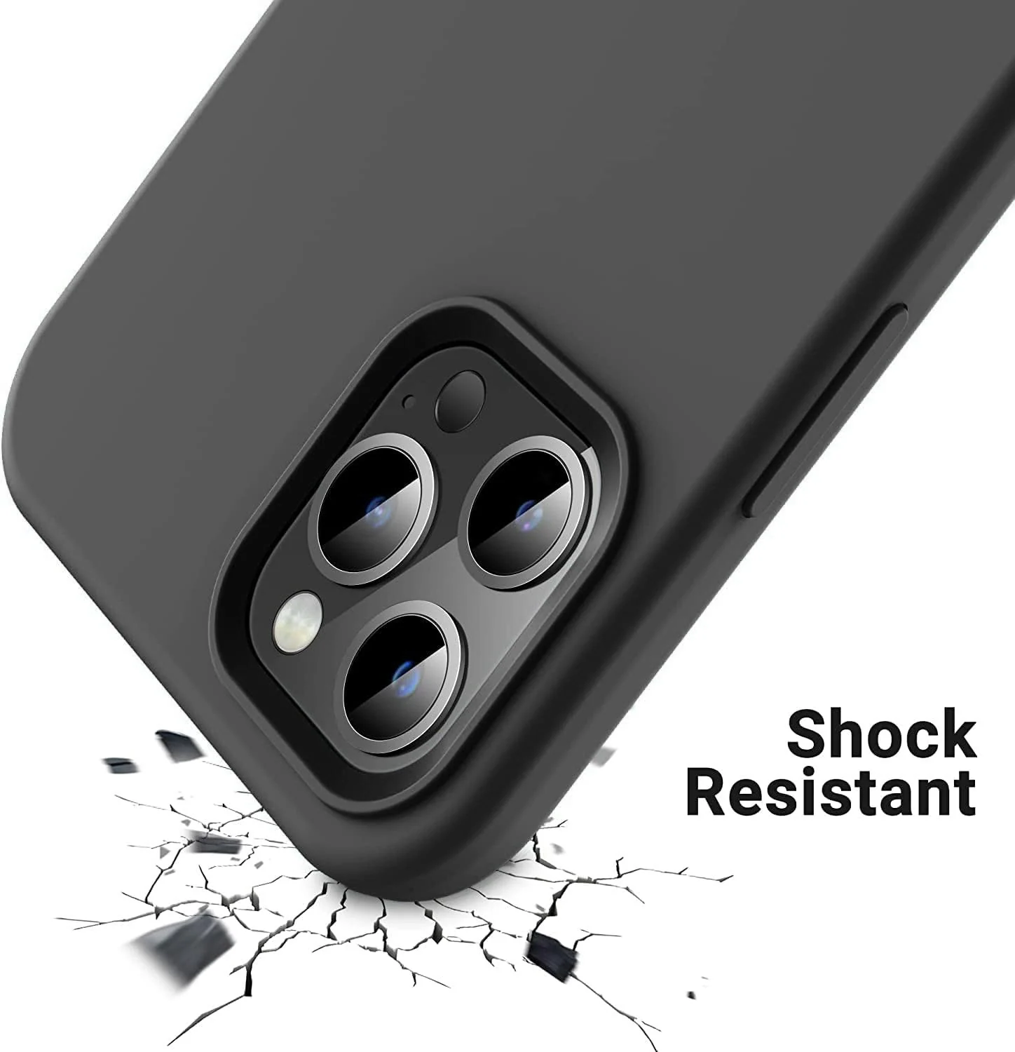 DL3 Mobilak Liquid Silicone Case for iPhone 14 Pro (6.1 Inch), Shock-absorbing protection, Scratch-resistant surface, Soft microfiber lining - Dark Gray