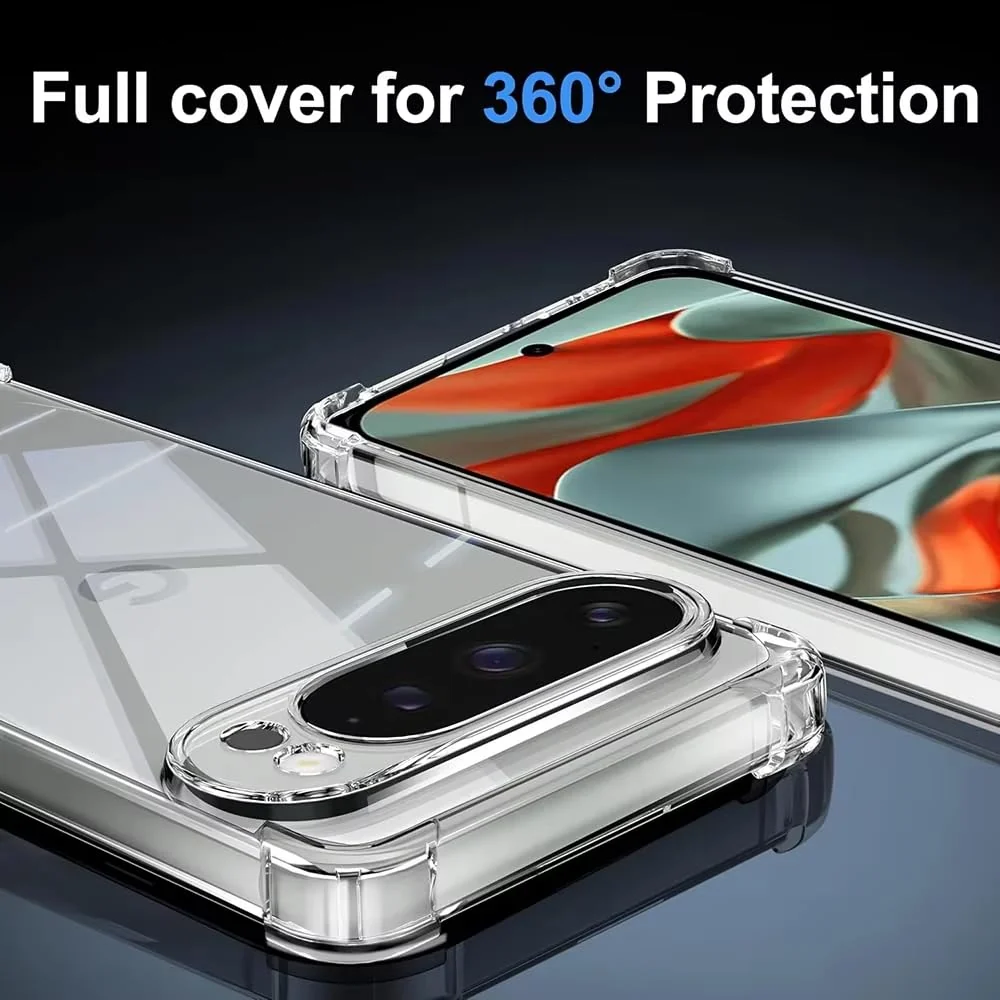 DL3 Mobilak Case Compatible with Google Pixel 9 Pro XL, Cover SiliconeTransparent TPU Gorilla Anti-shock Protector Camera Shockproof Corners - Clear
