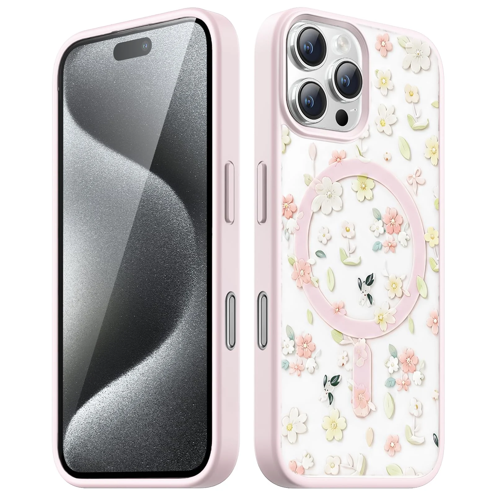 Dl3 Mobilak Magnetic Case for iPhone 16 Pro Max 6.9-Inch Compatible with MagSafe, Shockproof Phone Bumper Cover, Solid Color Matte TPU Frame, Anti-Scratch Clear Back (White)
