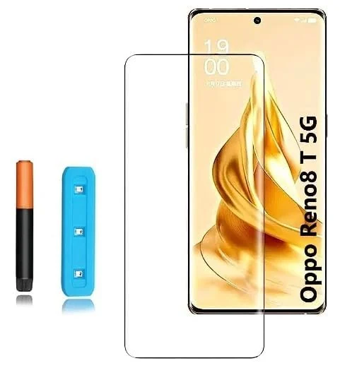 DL3 Mobilak OPPO Reno 8T 5G / OPPO A1 Pro Screen Protector [Liquid UV Tempered Glass] Full Screen adhesive [Sensitive Touch][Fingerprint Sensor Compatible] HD - Clear