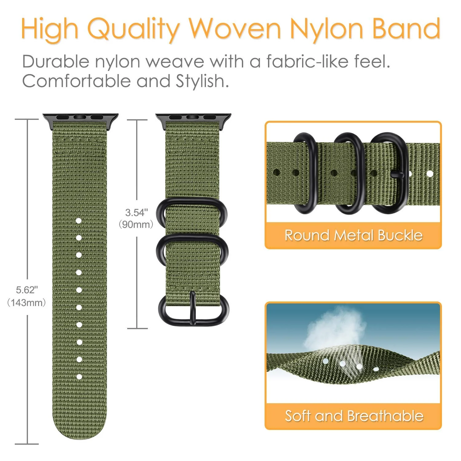 DL3 Mobilak Nylon Solo Loop Stretchy Straps For Apple Watch Band 49mm 45mm 44mm 42mm 41mm 40mm 38mm, Elastic Wristbands for iwatch Series 8 Ultra 7 6 5 4 3 2 1 Se (B. ArmyGreen, 38MM/40MM/41MM) - Black
