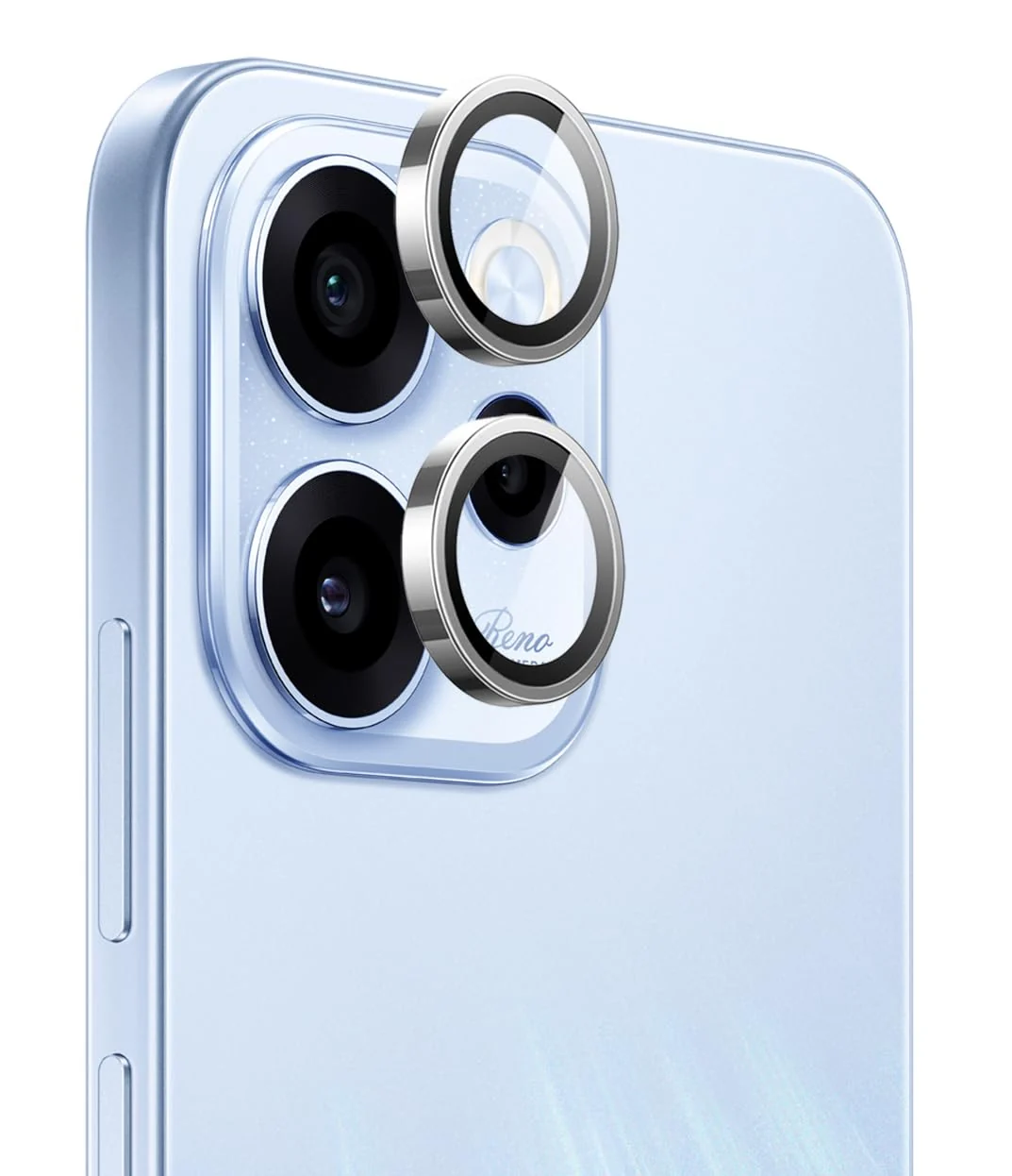 DL3 Mobilak Camera Lens Protector for OPPO Reno 15F / OPPO Reno15 FS Accessories, 9H Tempered Glass Metal Individual Ring Camera Cover Screen Protector, Case Friendly, Anti Scratch - Silver