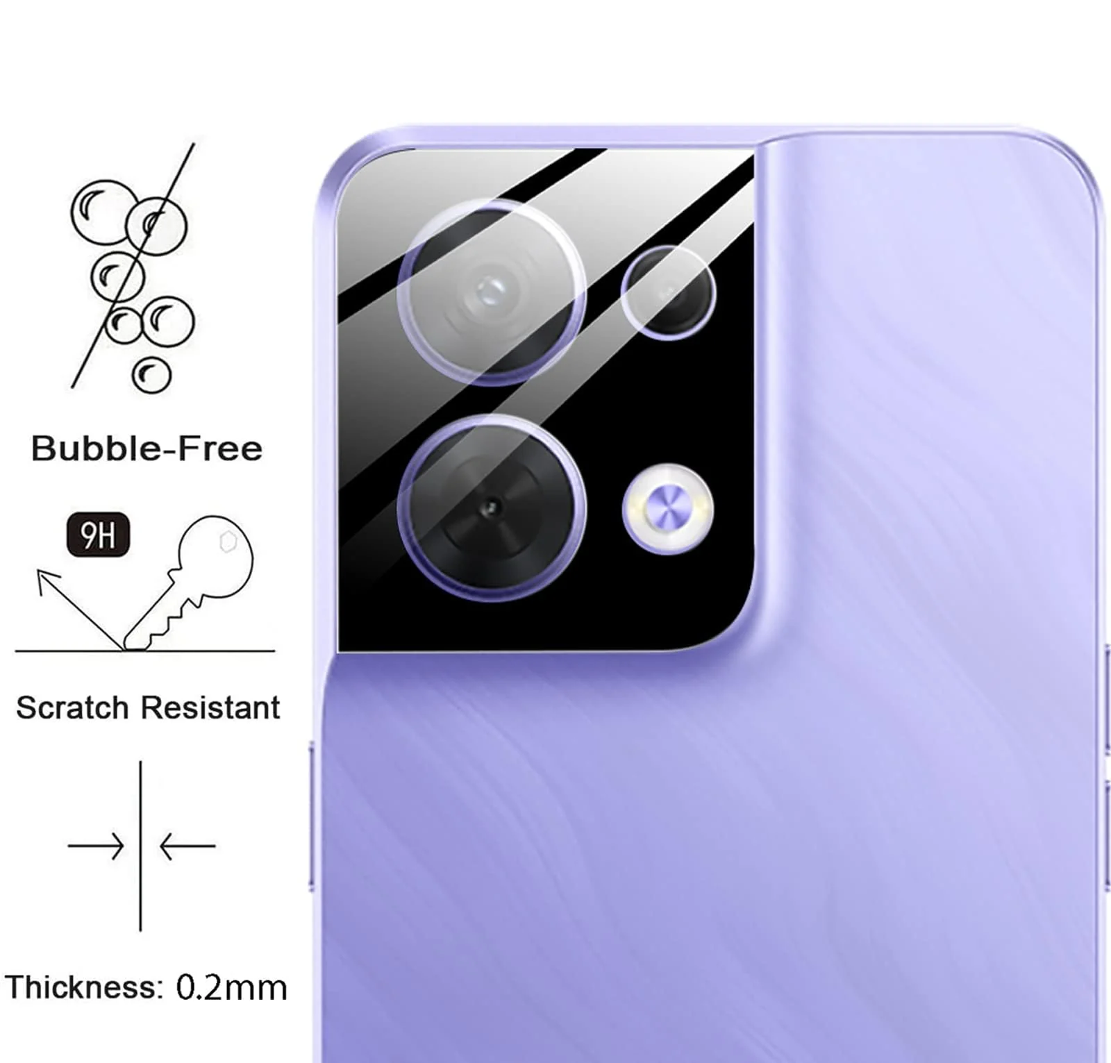 DL3 Mobilak OPPO Reno 8 Pro 5G Camera Protector Tempered Glass Screen Protector HD [Full Coverage][Anti-Scratch] Drop Protection Ultra Clear/Thin Lens Protector Case - Black
