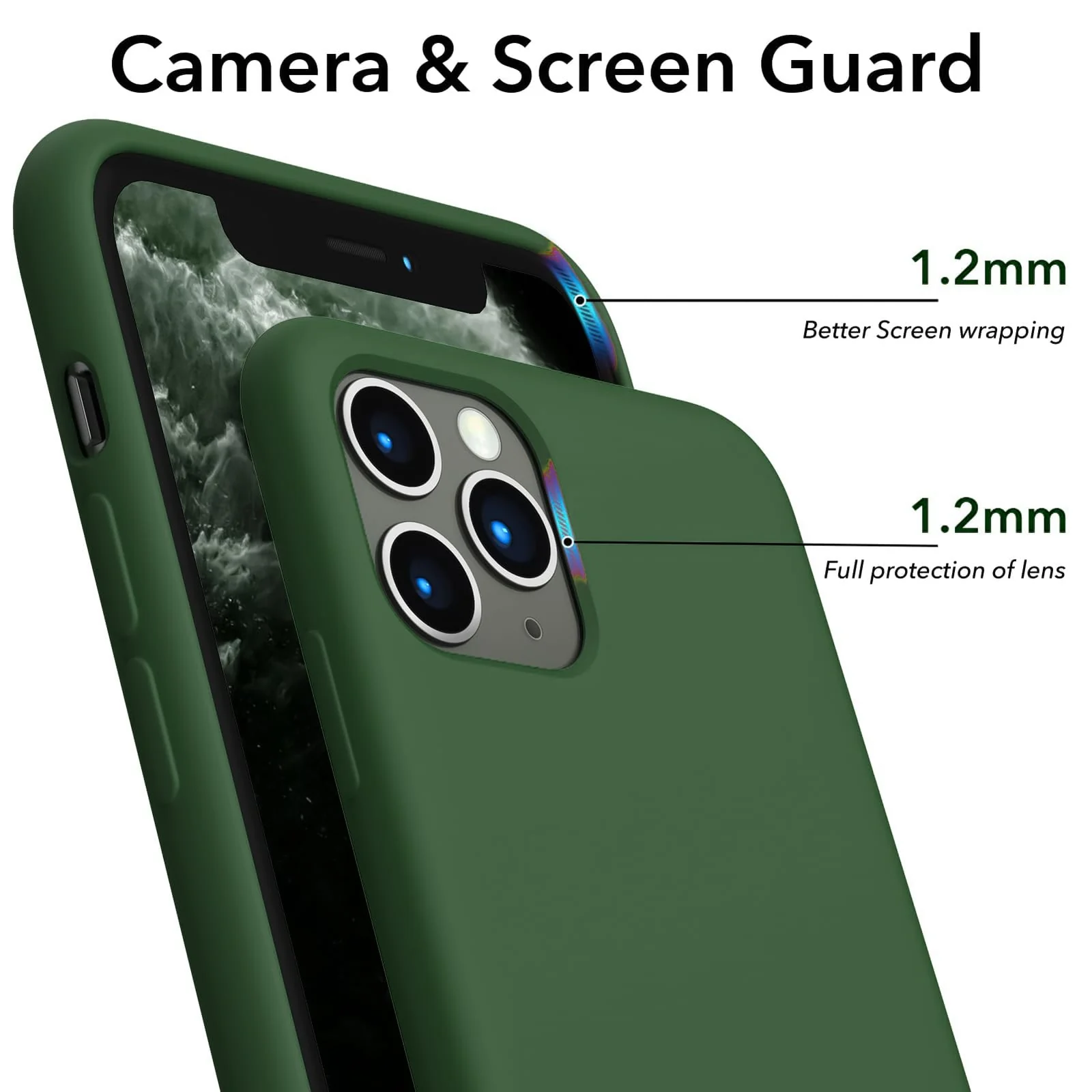 DL3 Mobilak Liquid Silicone Protective Case for iPhone 11 Pro (5.8 Inch) with Camera Protection and Microfiber Lining - A Green