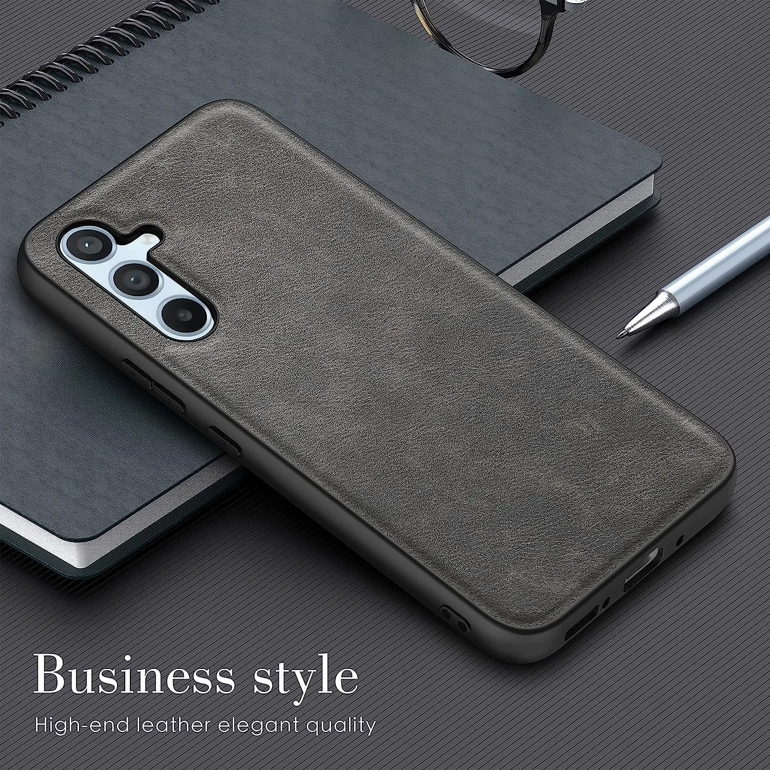 DL3 Mobilak Leather Protective Case for Samsung Galaxy A15 5G, Shock-absorbing protection, Scratch-resistant surface, Non-slip grip - Gray