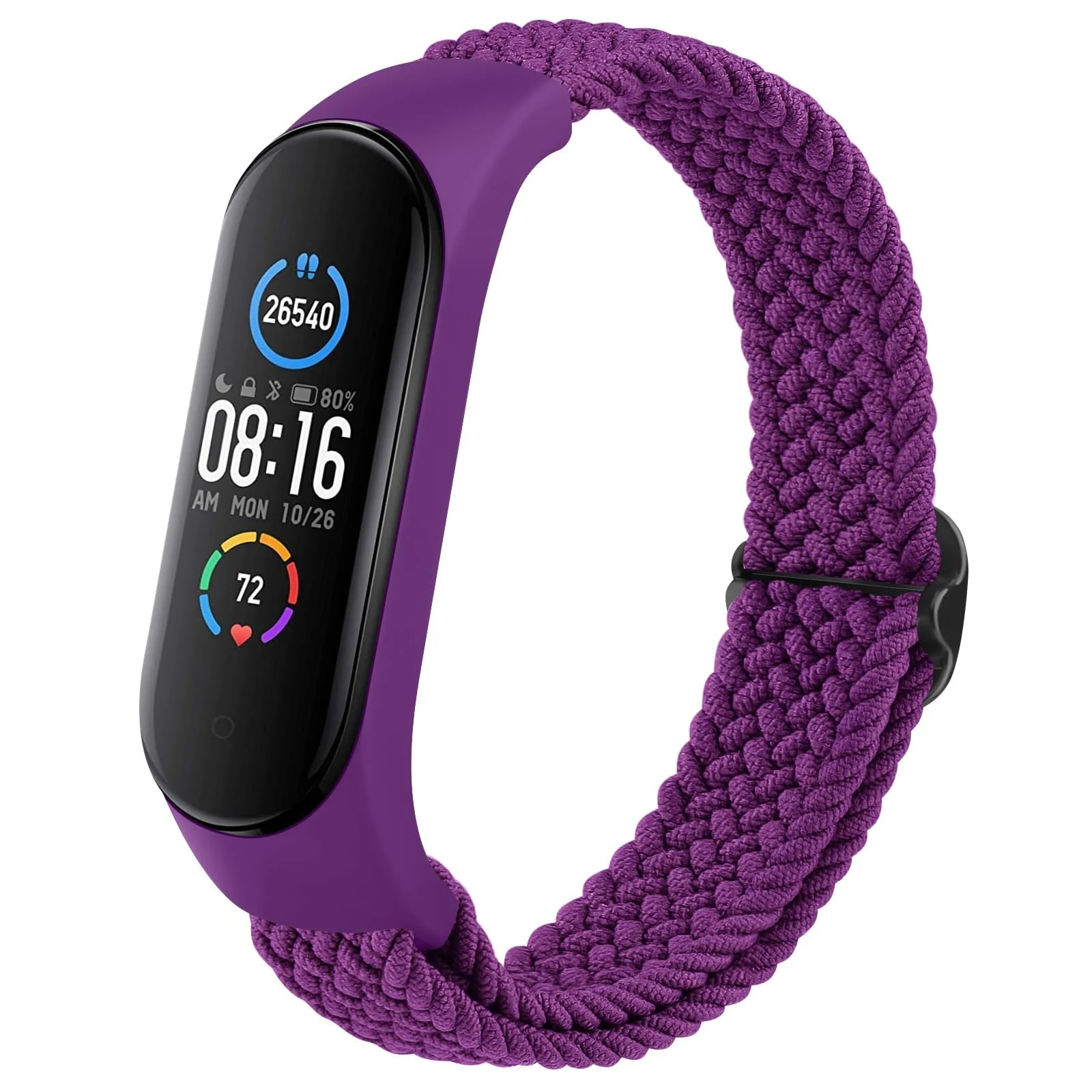 DL3 Mobilak Nylon Wristband Compatible for Xiaomi Mi Band 7/Mi Band 6/Mi Band 5/Mi Band 4/Mi Band 3, Adjustable Braided Elastic Solo Loop for Mi Band 7 6 5 4 3, Sport Strap Smart Watch Accessories - Purple