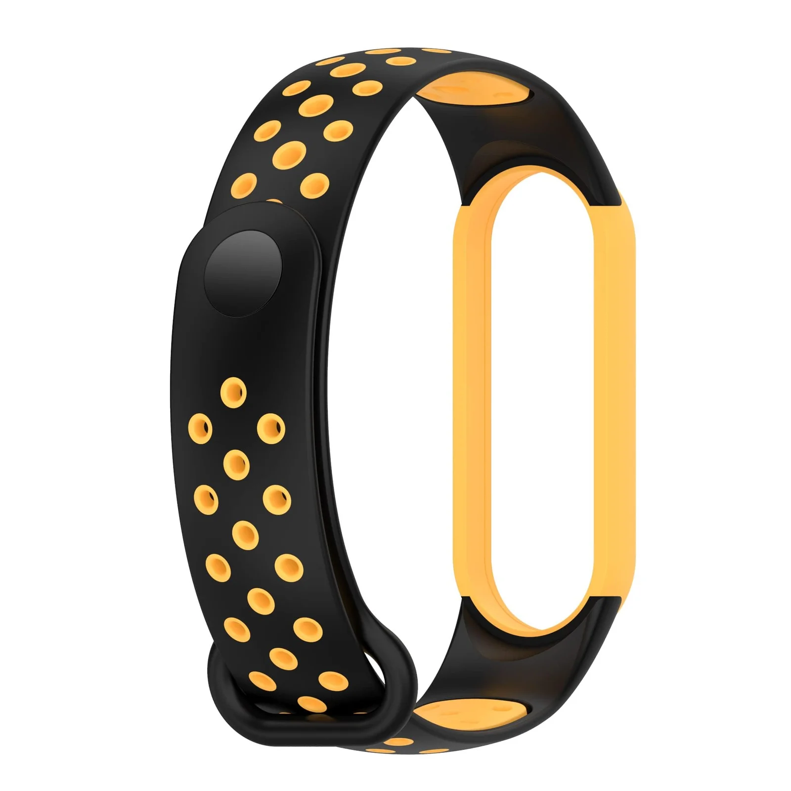 DL3 Mobilak Strap for Xiaomi Mi Band 7 6 5/Amazfit Band 5, Women Men Armband, Two Colours Breathable Adjustable Soft Silicone Replacement Strap for Xiaomi Mi Band 7/6/5 - Black Yellow