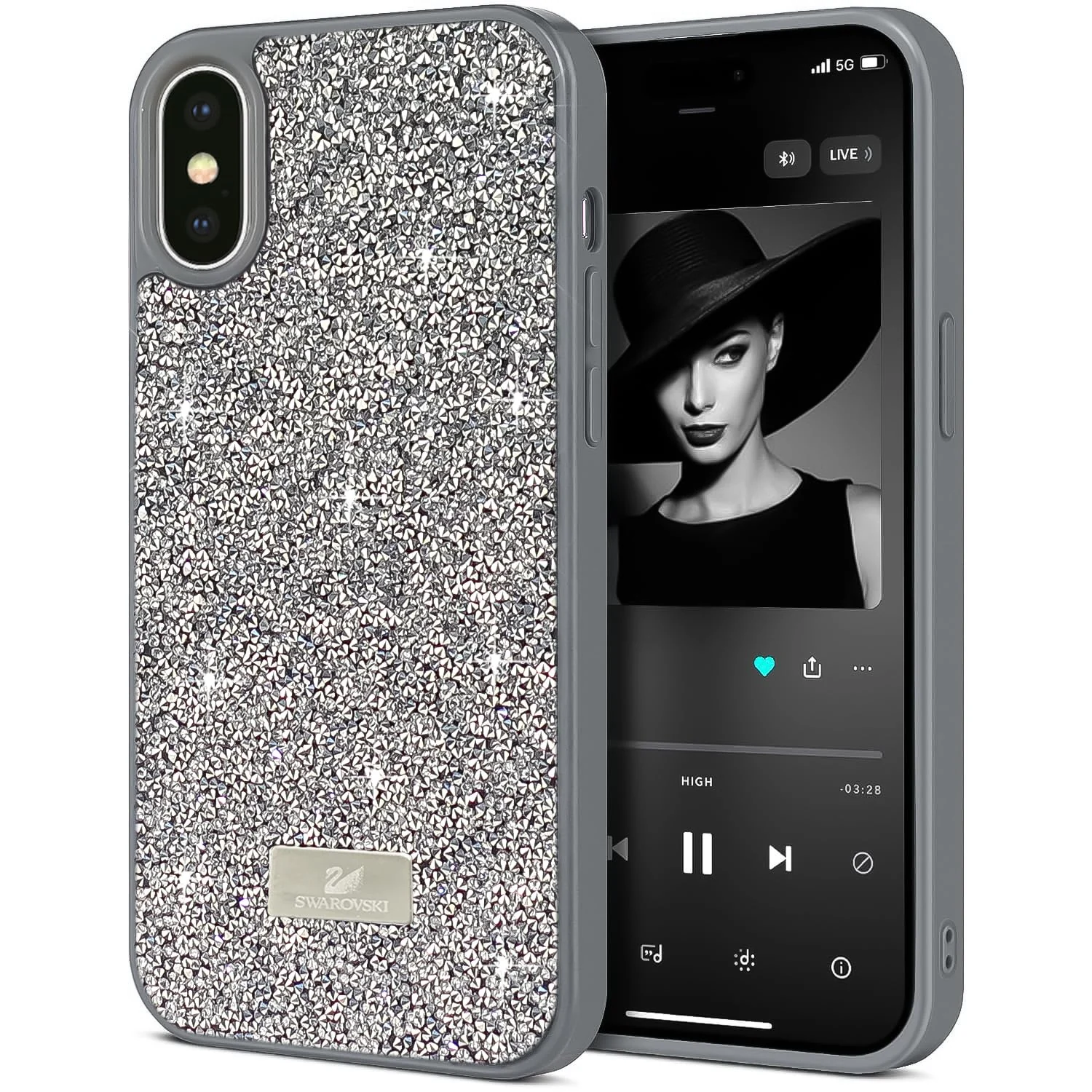 DL3 Mobilak Glitter Protective Case for iPhone XS Max, Supports wireless charging, Shock-absorbing protection, Scratch-resistant surface
