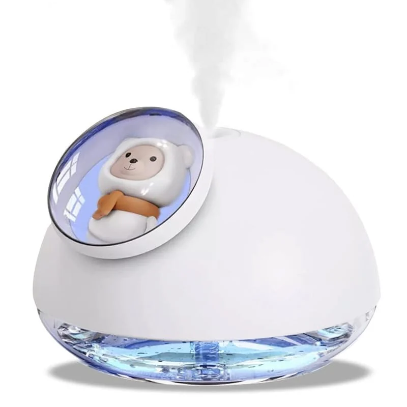 Mobigon Wood Cool Mist Ultrasonic Humidifier for Room Moisture, Aroma Diffuser for Home, 160ml Essential Oil Diffuser with 7 Colorful Night Light, Auto Shut-Off, Home, Office, car - White