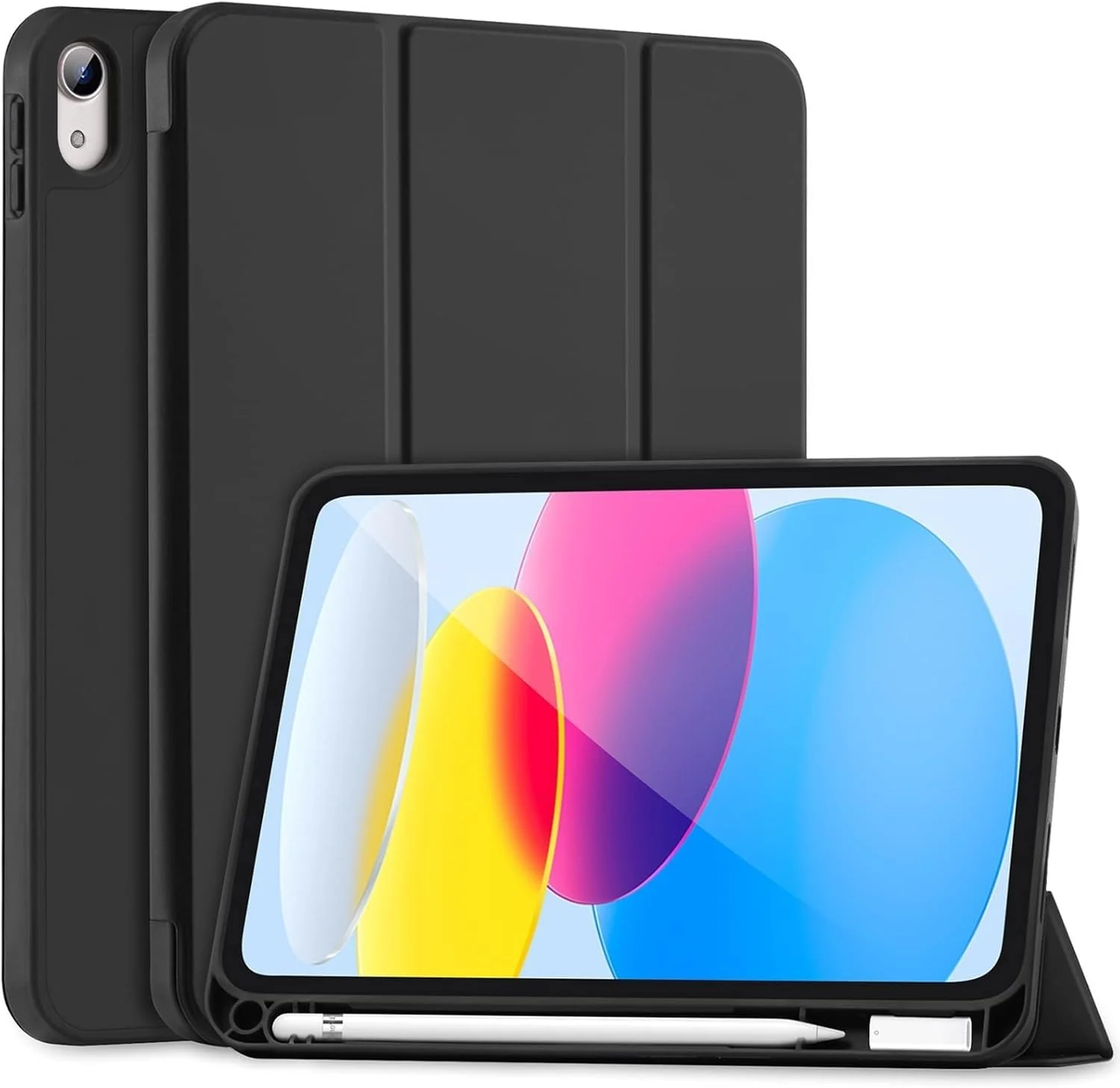DL3 Mobilak iPad (A16) 11th Generation 11 Inch 2025/10th Generation 10.9 Inch 2022 with Pencil Holder, iPad 10 Flexible TPU Back Shell Smart Trifold Stand Protective Cover Auto Wake/Sleep